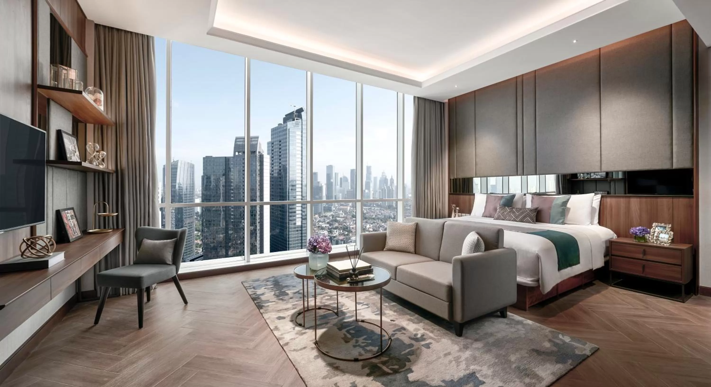 Bedroom, Bed in Oakwood Premier Cozmo Jakarta