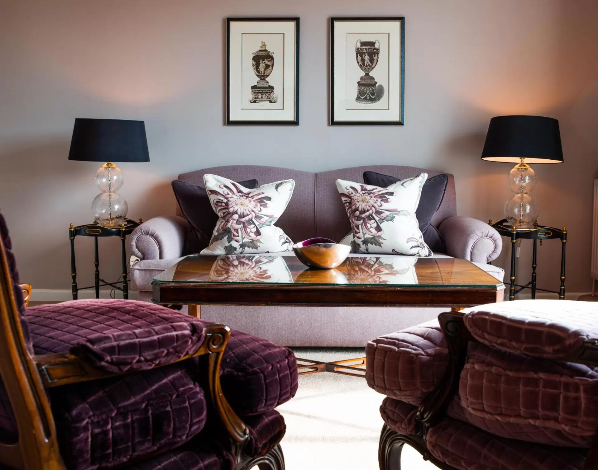 Seating area in Chewton Glen Hotel - an Iconic Luxury Hotel