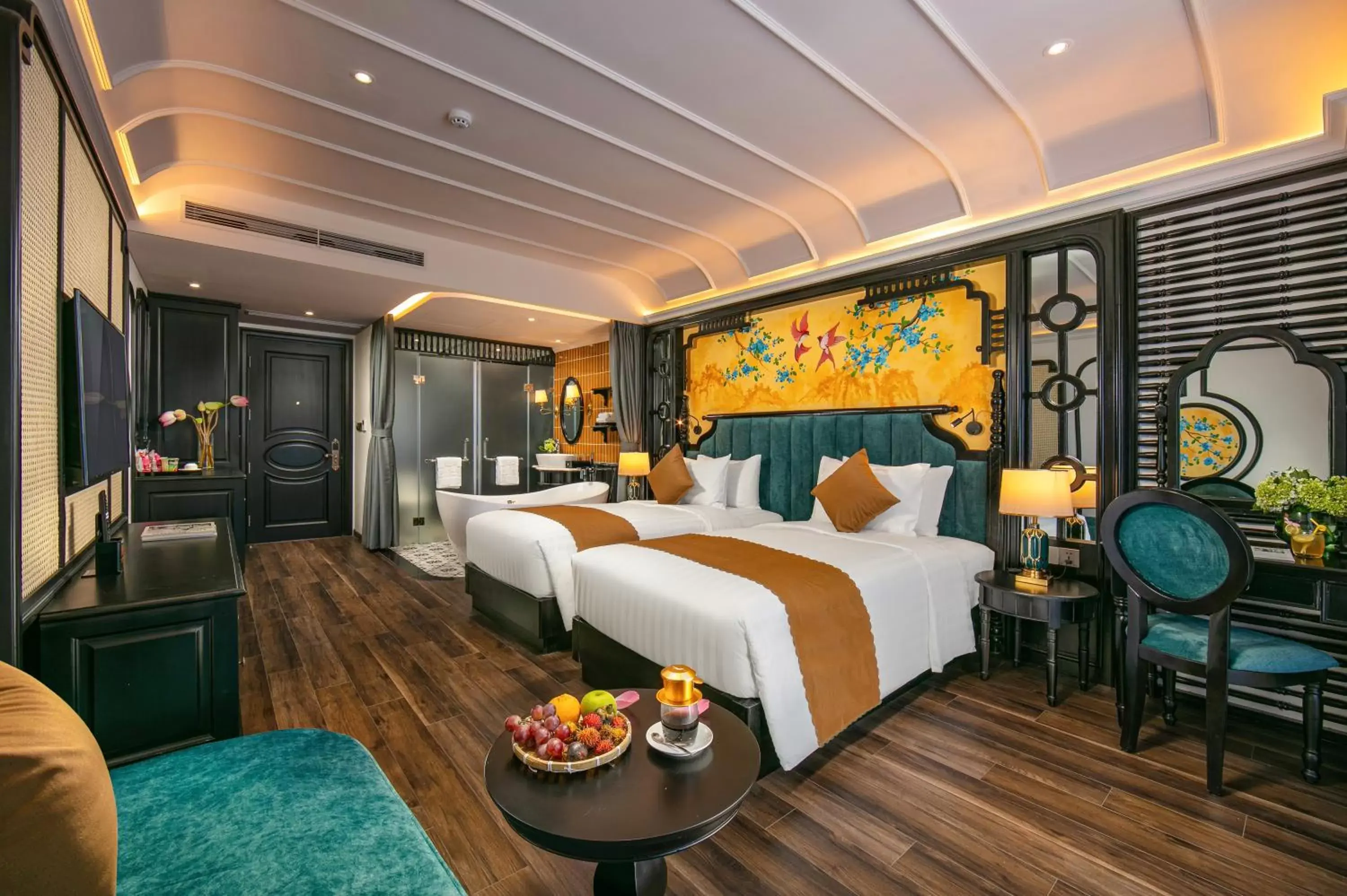 Premier Twin Room with Balcony in Grand Sunrise Palace Hoi An- A Luxury Indochine Hotel & Spa Premier Twin Room with Balcony in Grand Sunrise Palace Hoi An- A Luxury Indochine Hotel & Spa