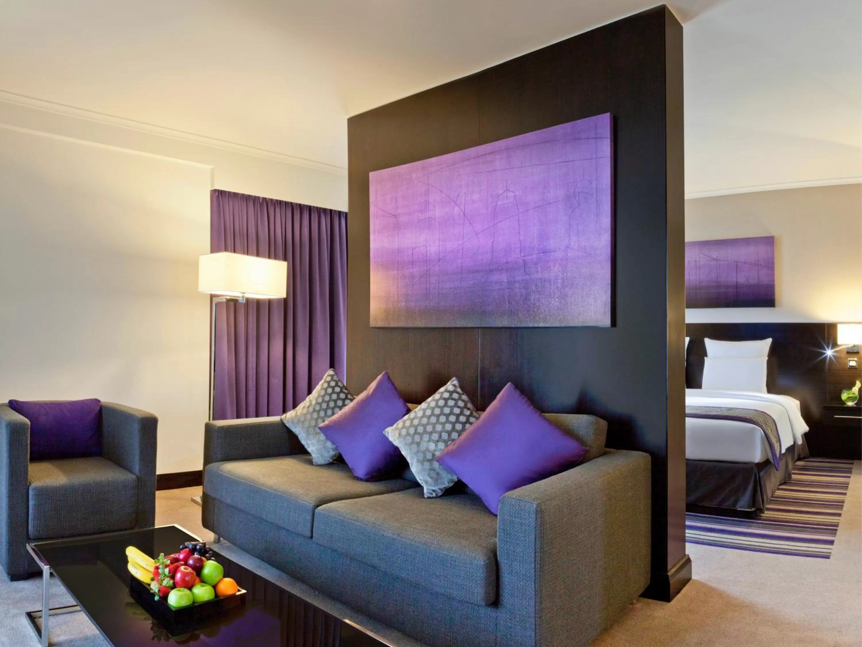 Seating area, Bed in Pullman Dubai Creek City Centre