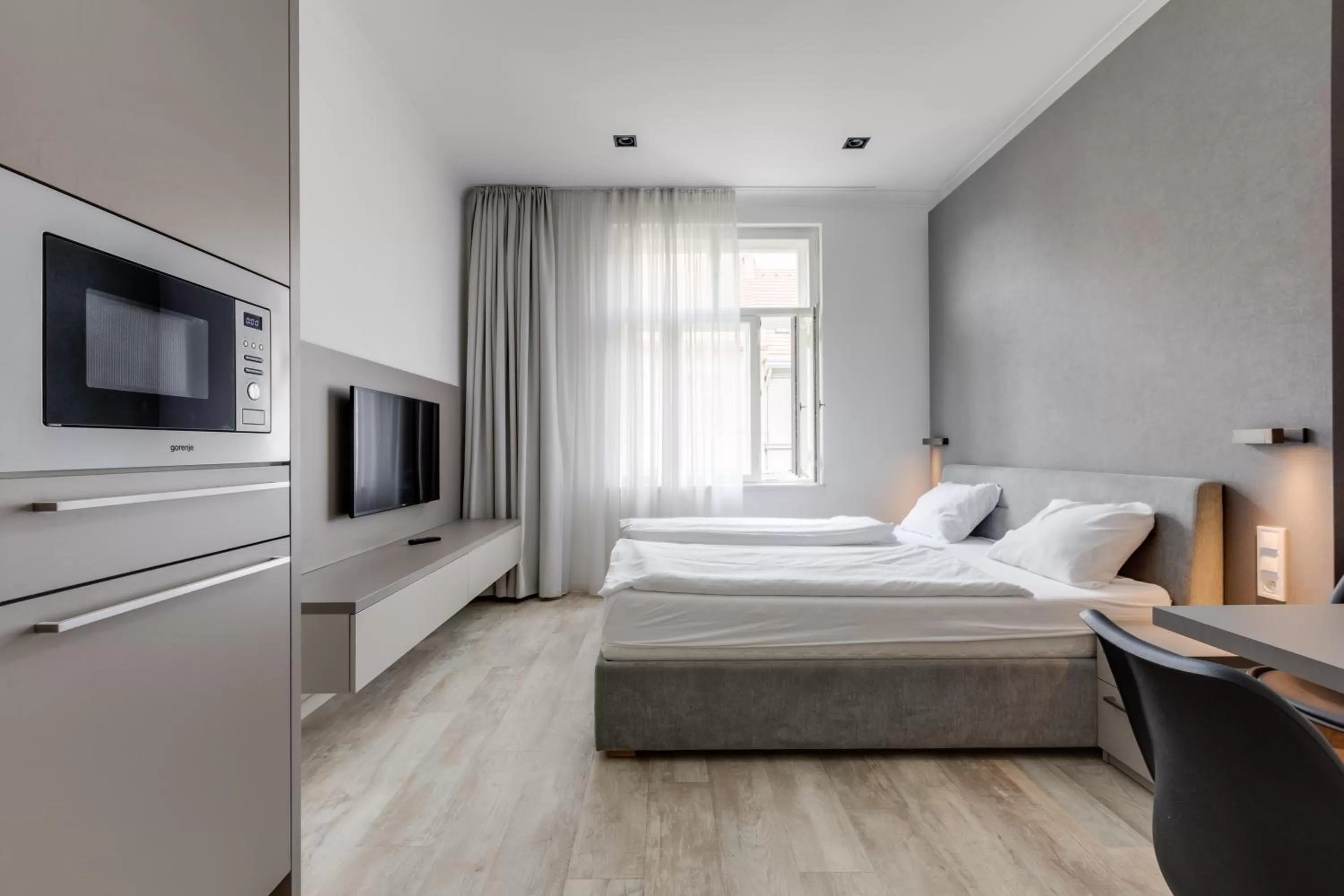 Bed in Lampi Aparthotel Prague