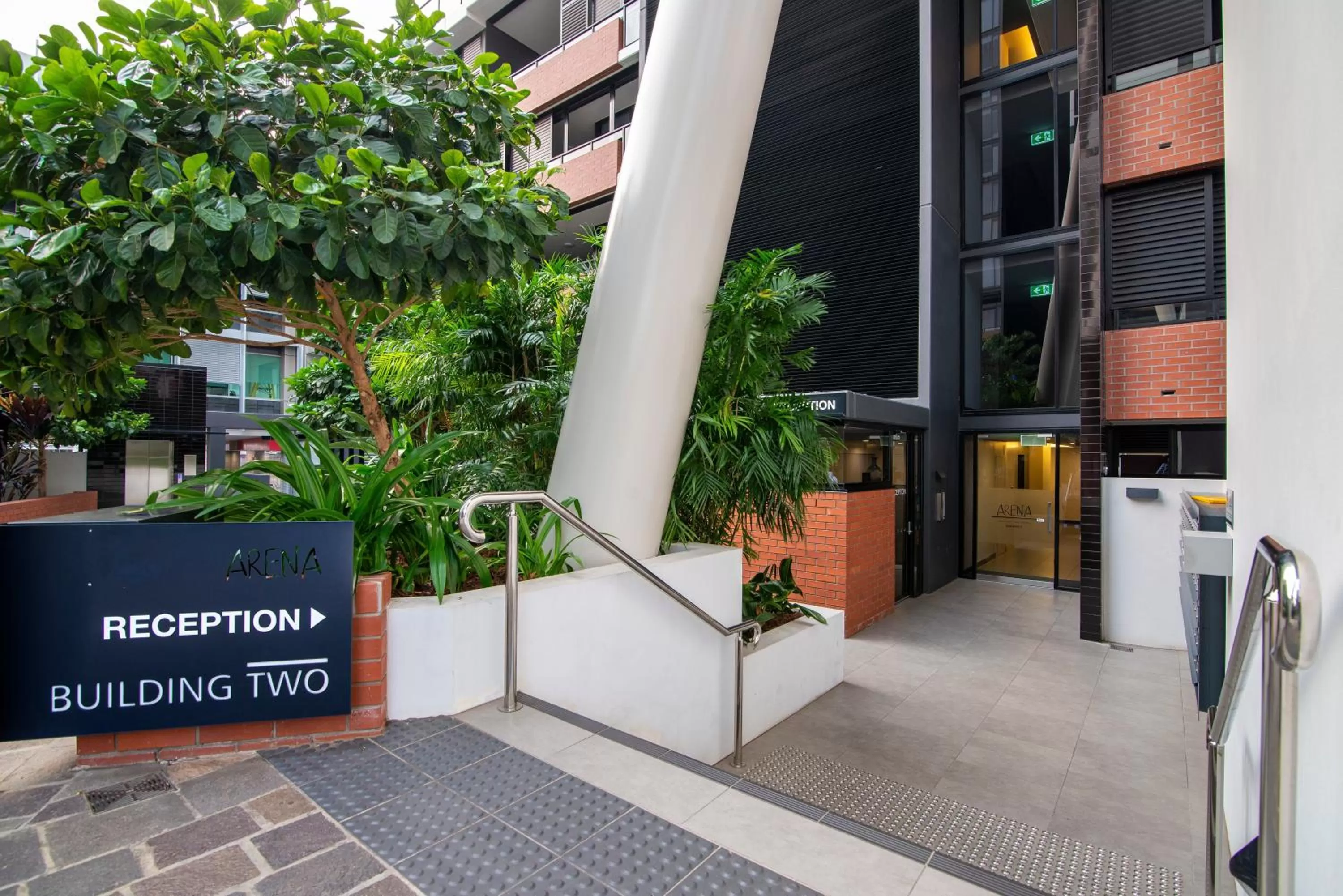 Facade/entrance in Arena Apartments by CLLIX