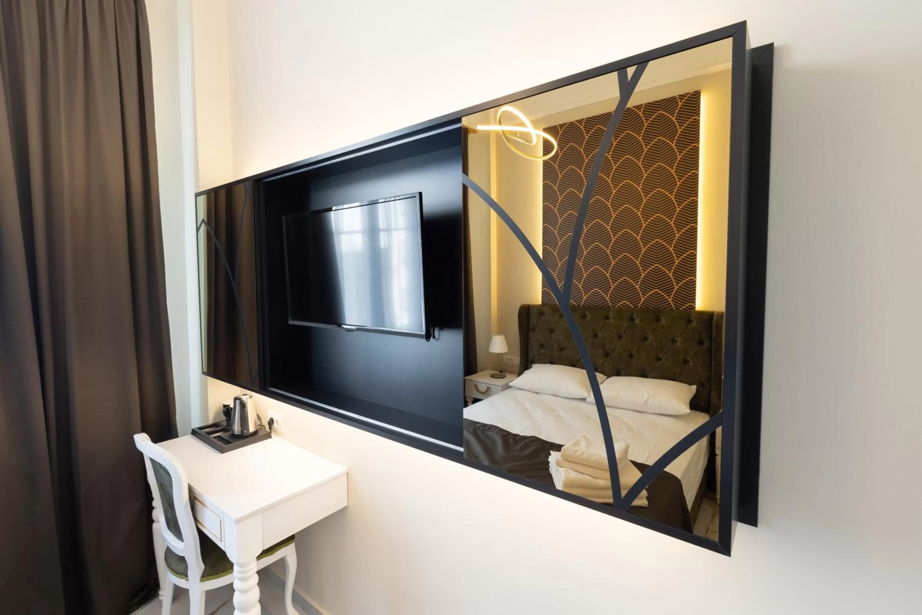 Bed in Modern Revival Luxury Hotel