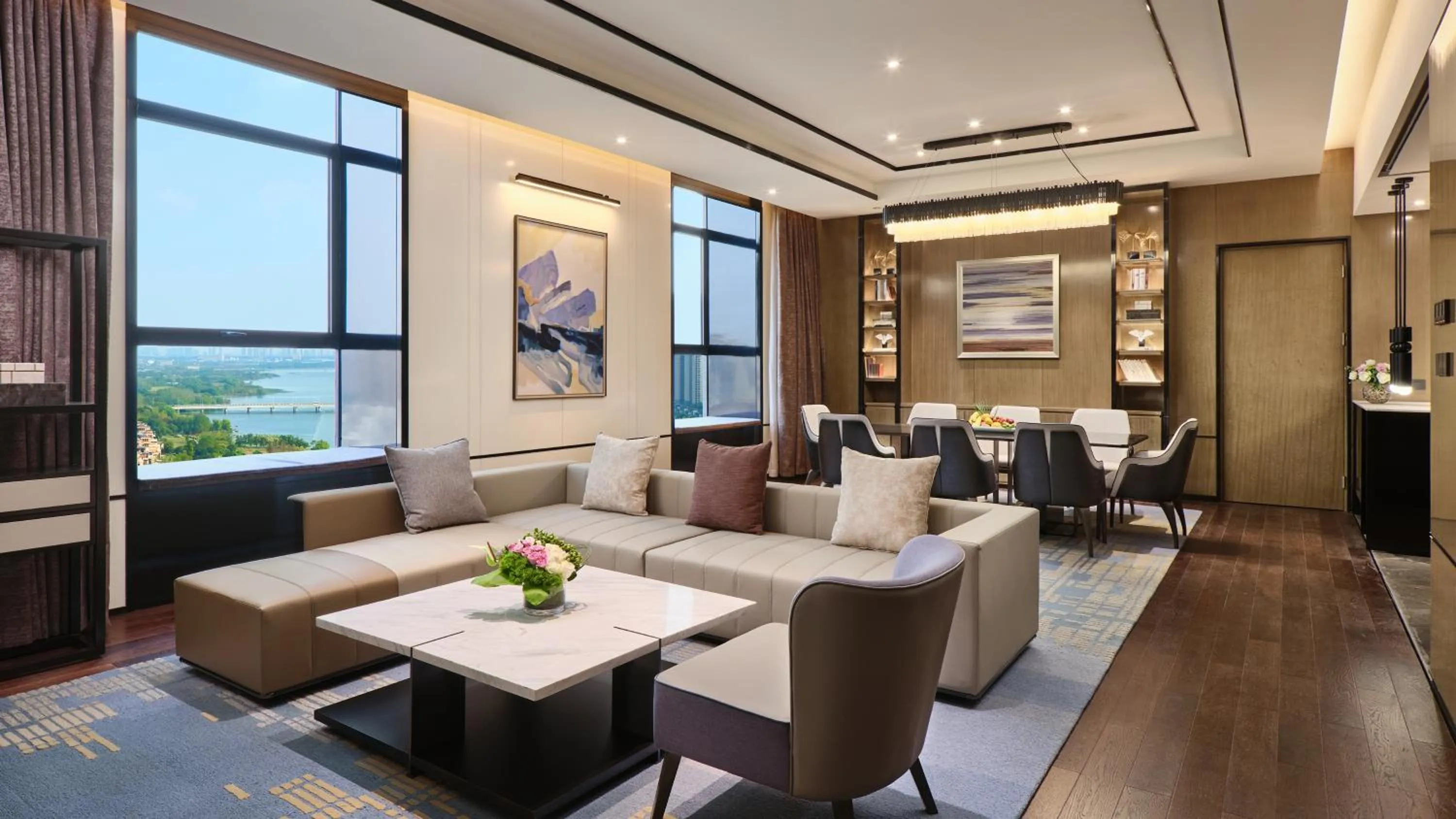 Living room in Crowne Plaza Wuhan Development Zone by IHG