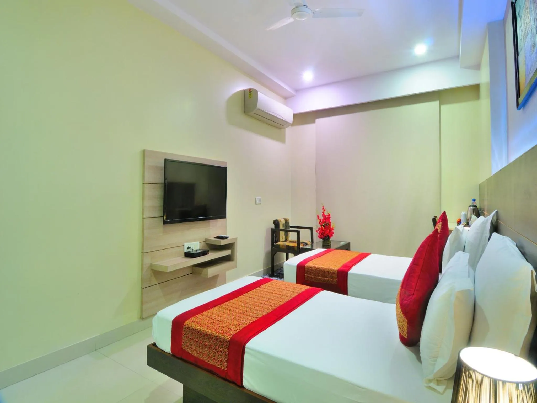 Bedroom, Bed in Hotel Sky Rich International - Just a min walk from Karol Bagh Metro Station