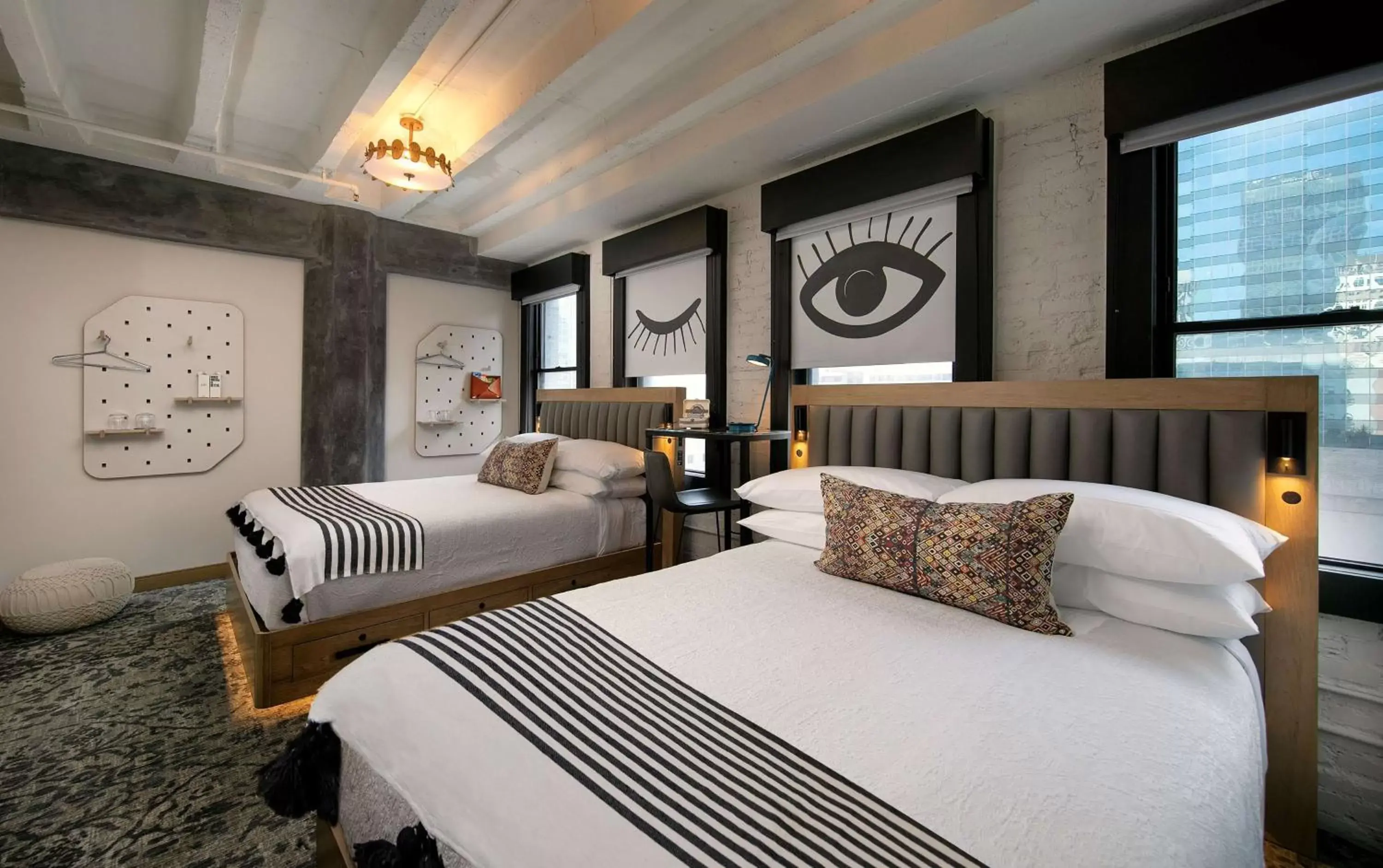 Queen Studio with Two Queen Beds and Roll-In shower - Mobility Access in The Wayfarer Downtown LA, Tapestry Collection by Hilton Queen Studio with Two Queen Beds and Roll-In shower - Mobility Access in The Wayfarer Downtown LA, Tapestry Collection by Hilton