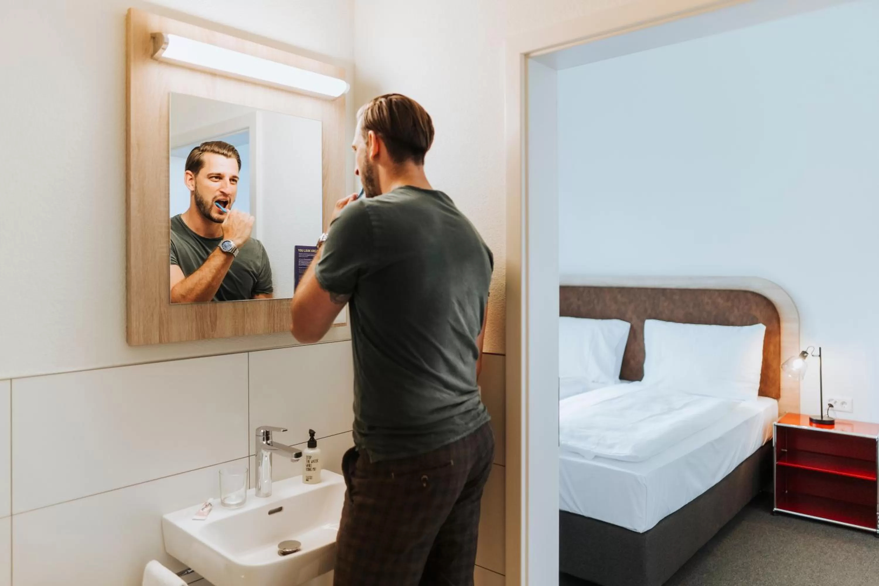 Bathroom, Bed in KONCEPT HOTEL Löie