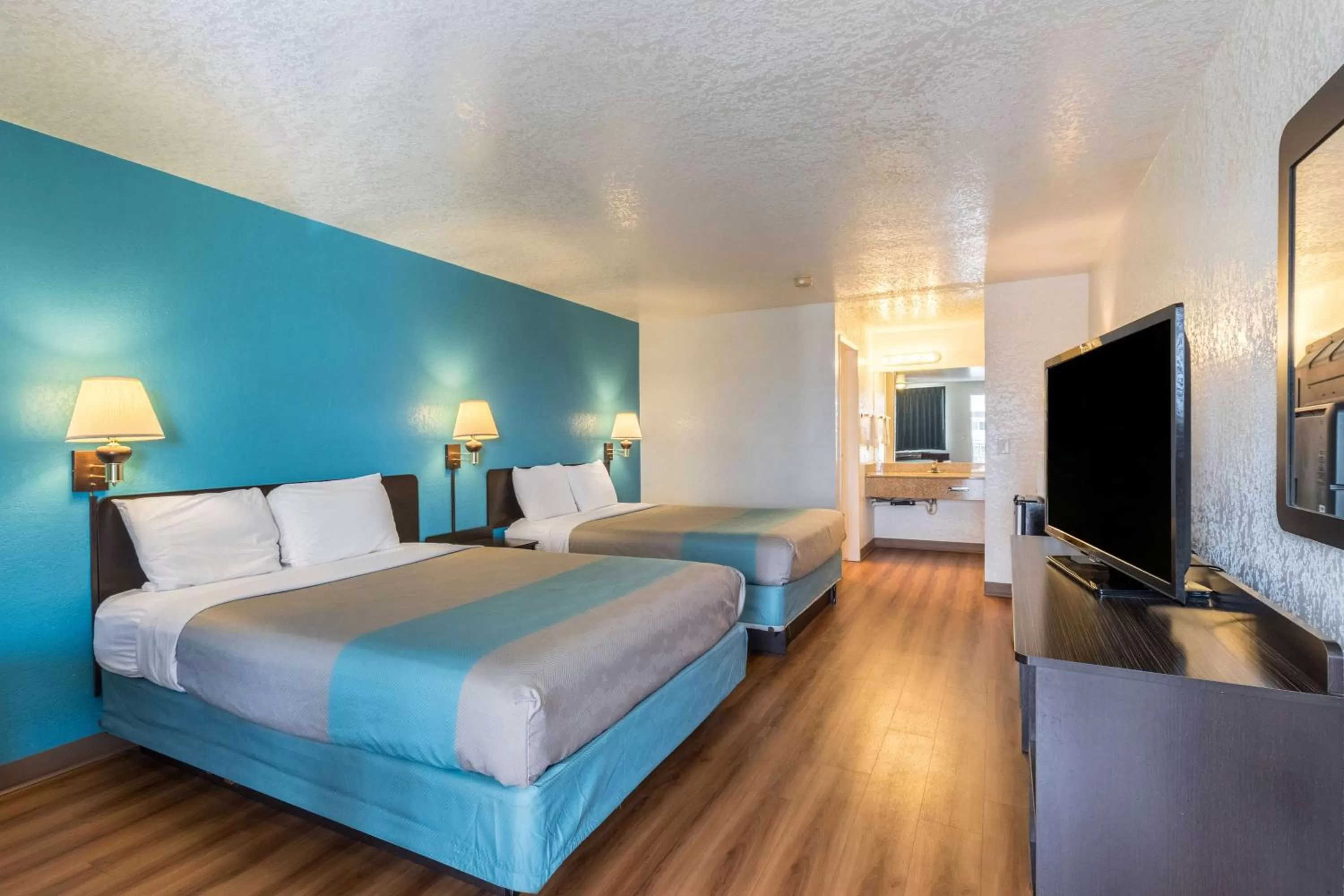 Bathroom, Bed in Motel 6-Astoria, OR