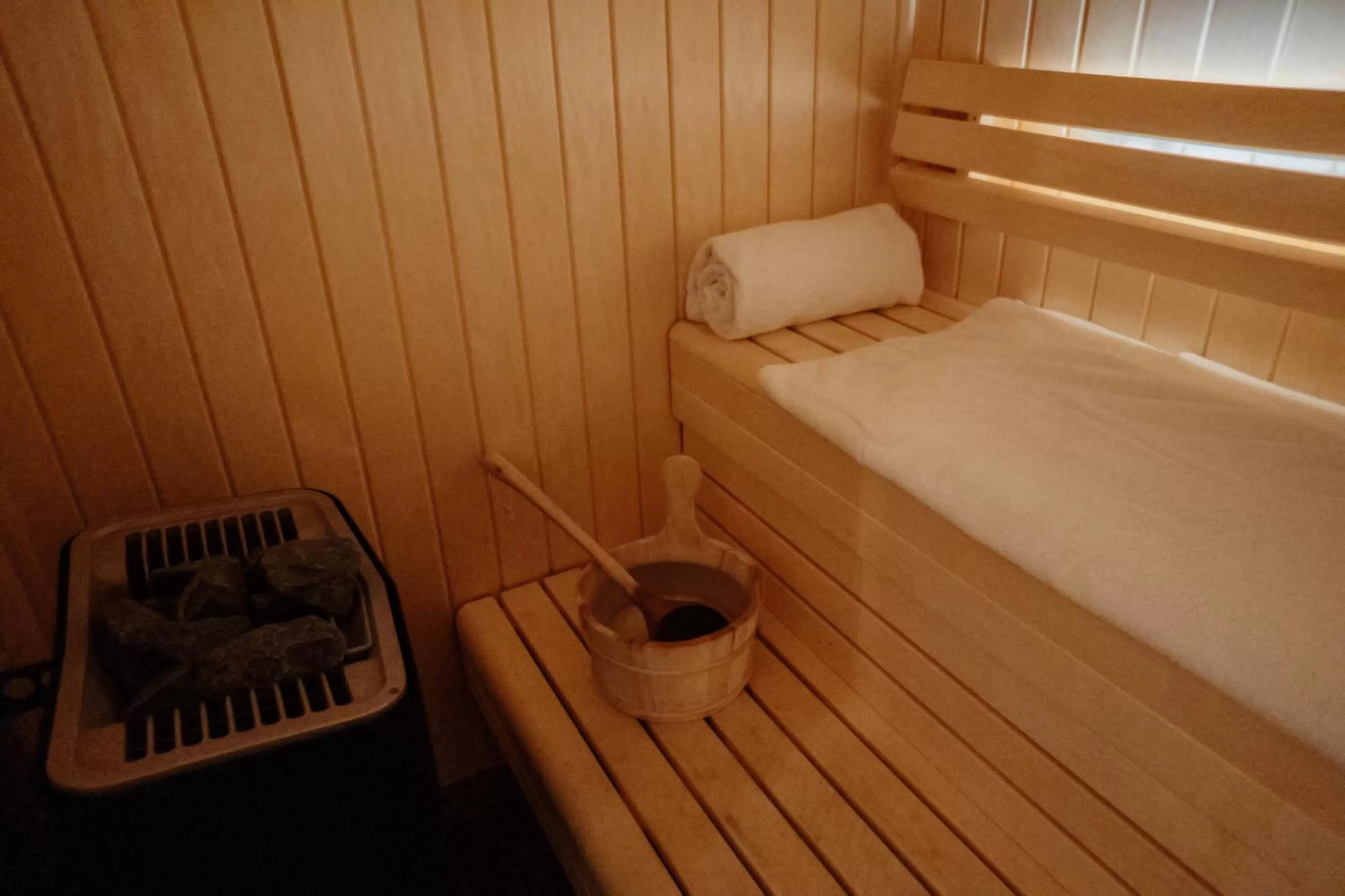 Sauna, Bed in Hôtel Riesner