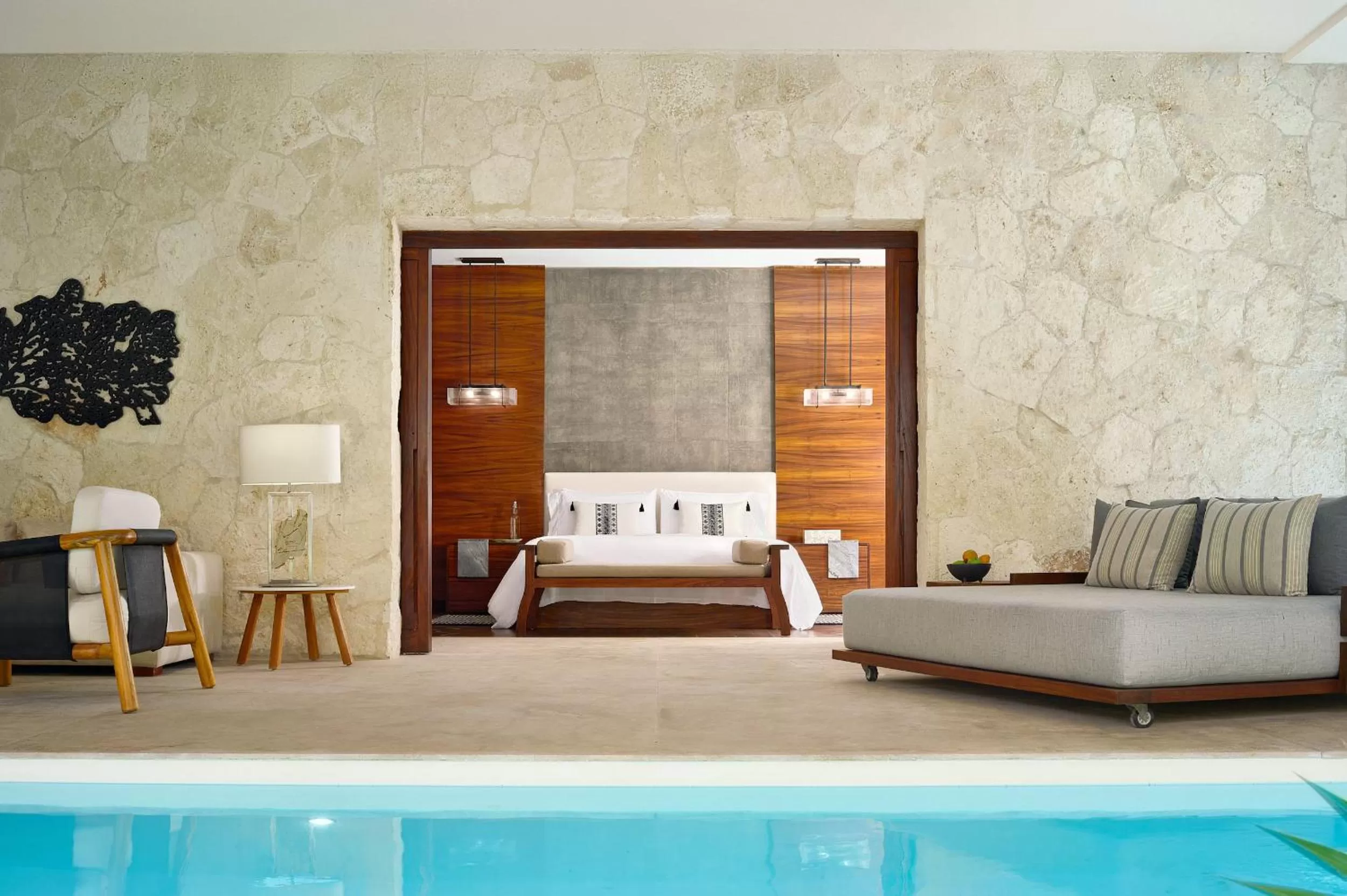 Swimming pool, Bed in Chablé Maroma