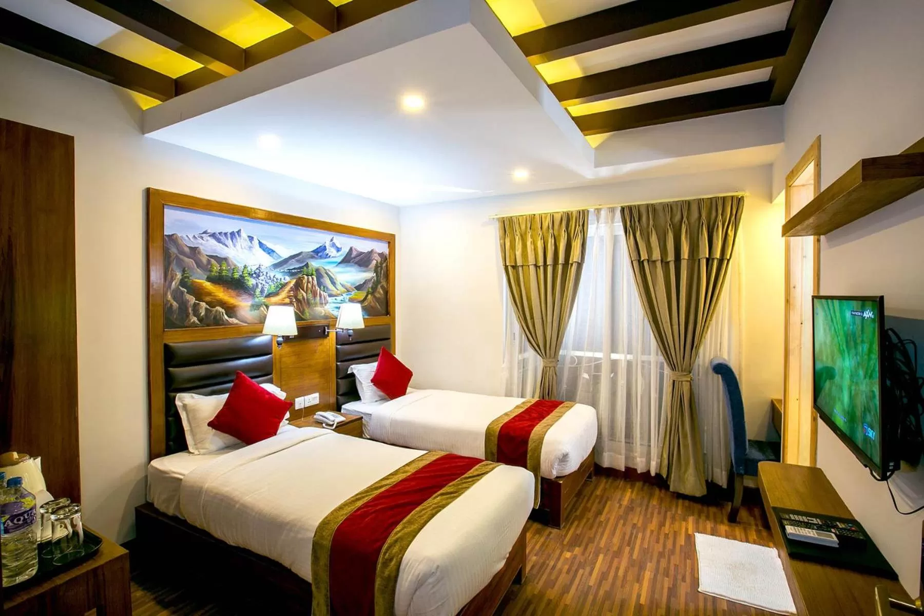 Bed in Beautiful Kathmandu Hotel