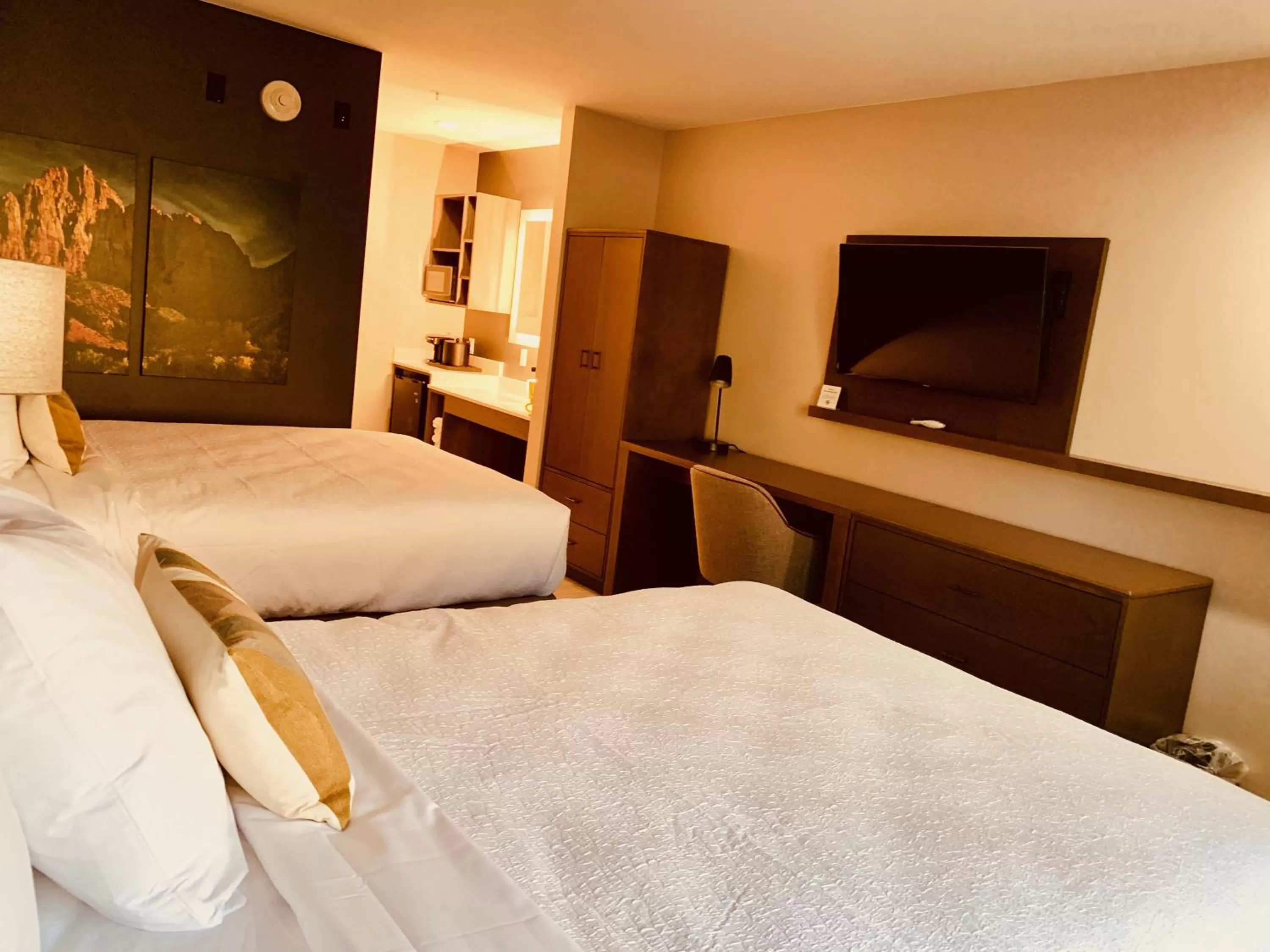 Bed in Zion Canyon Lodge