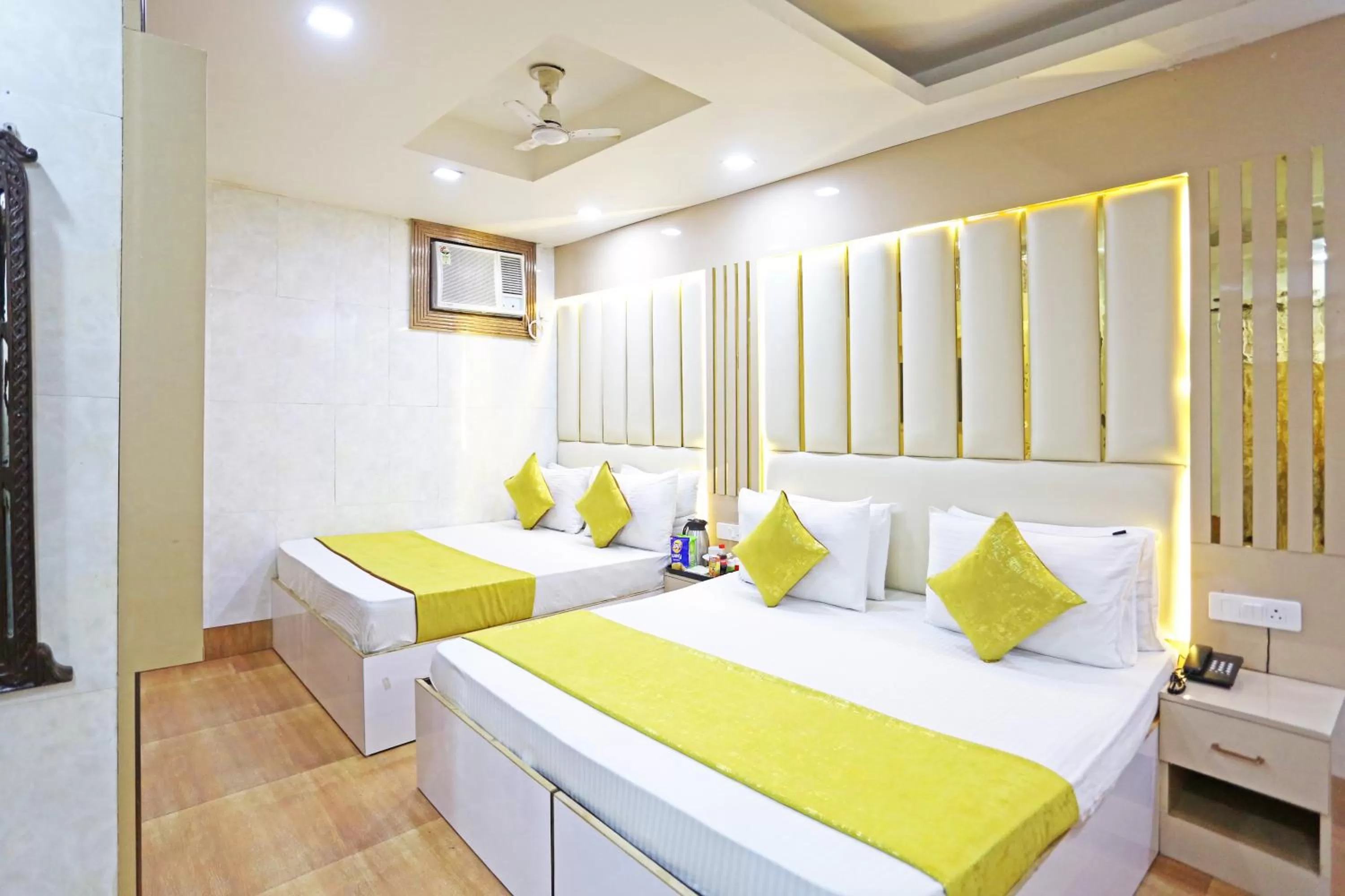 Photo of the whole room, Bed in Hotel Preet Palace -5 Mints Walk From Nizamuddin Railway Station