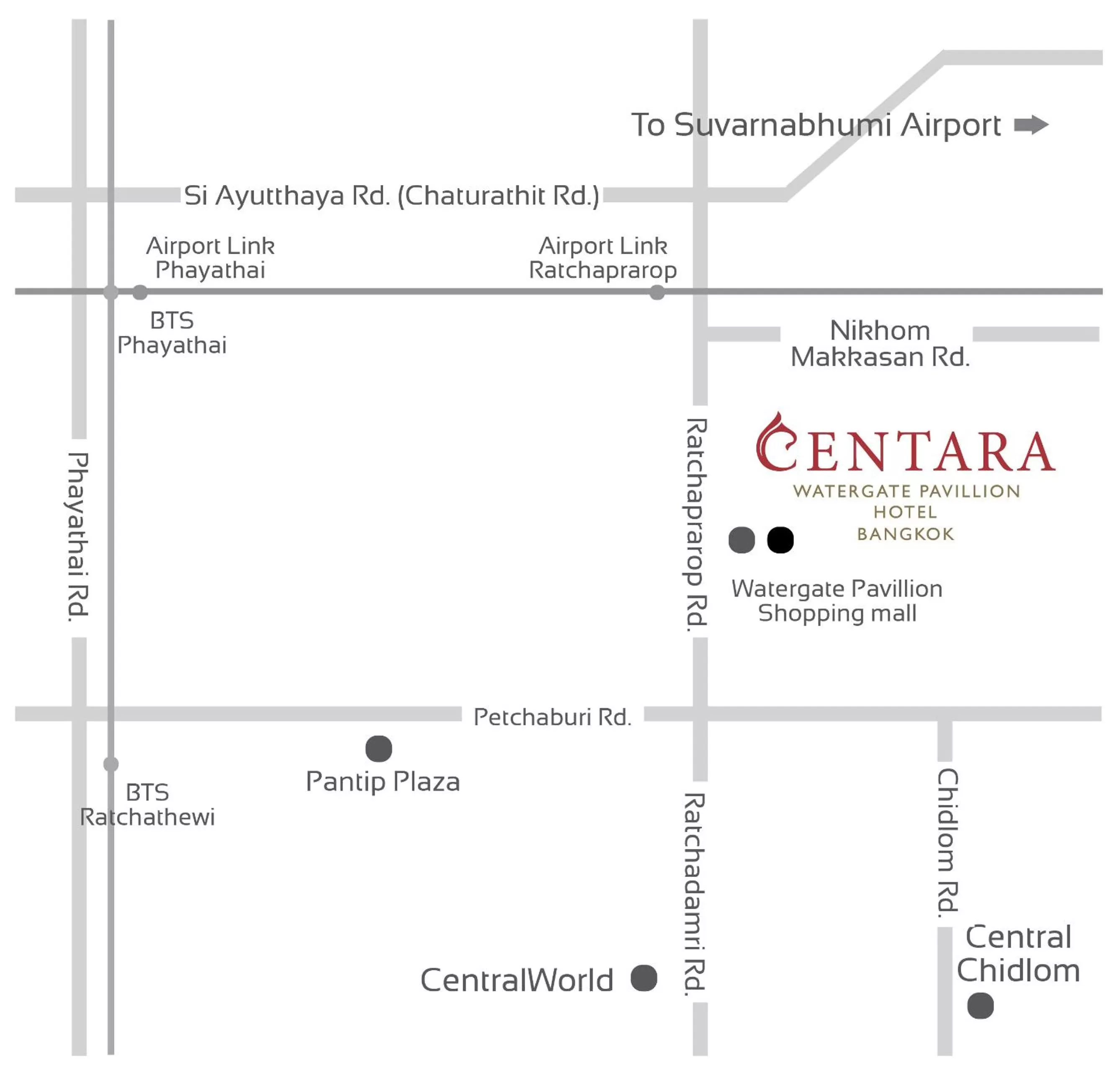 Location in Centara Watergate Pavilion Hotel Bangkok