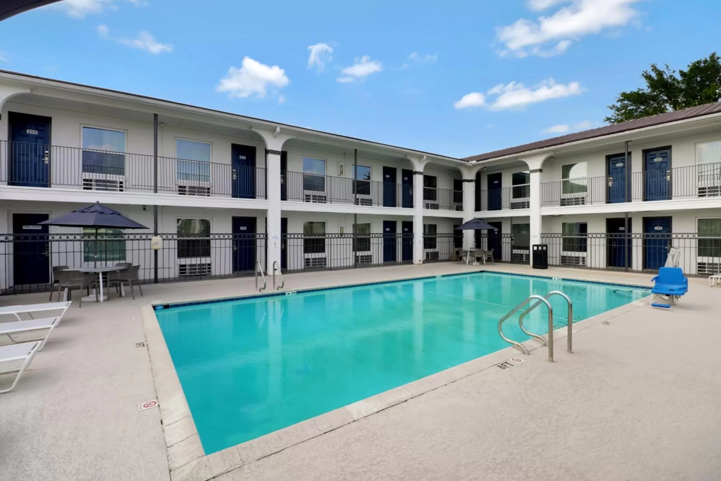 Pool view in Motel 6-Bryan, TX - University Area