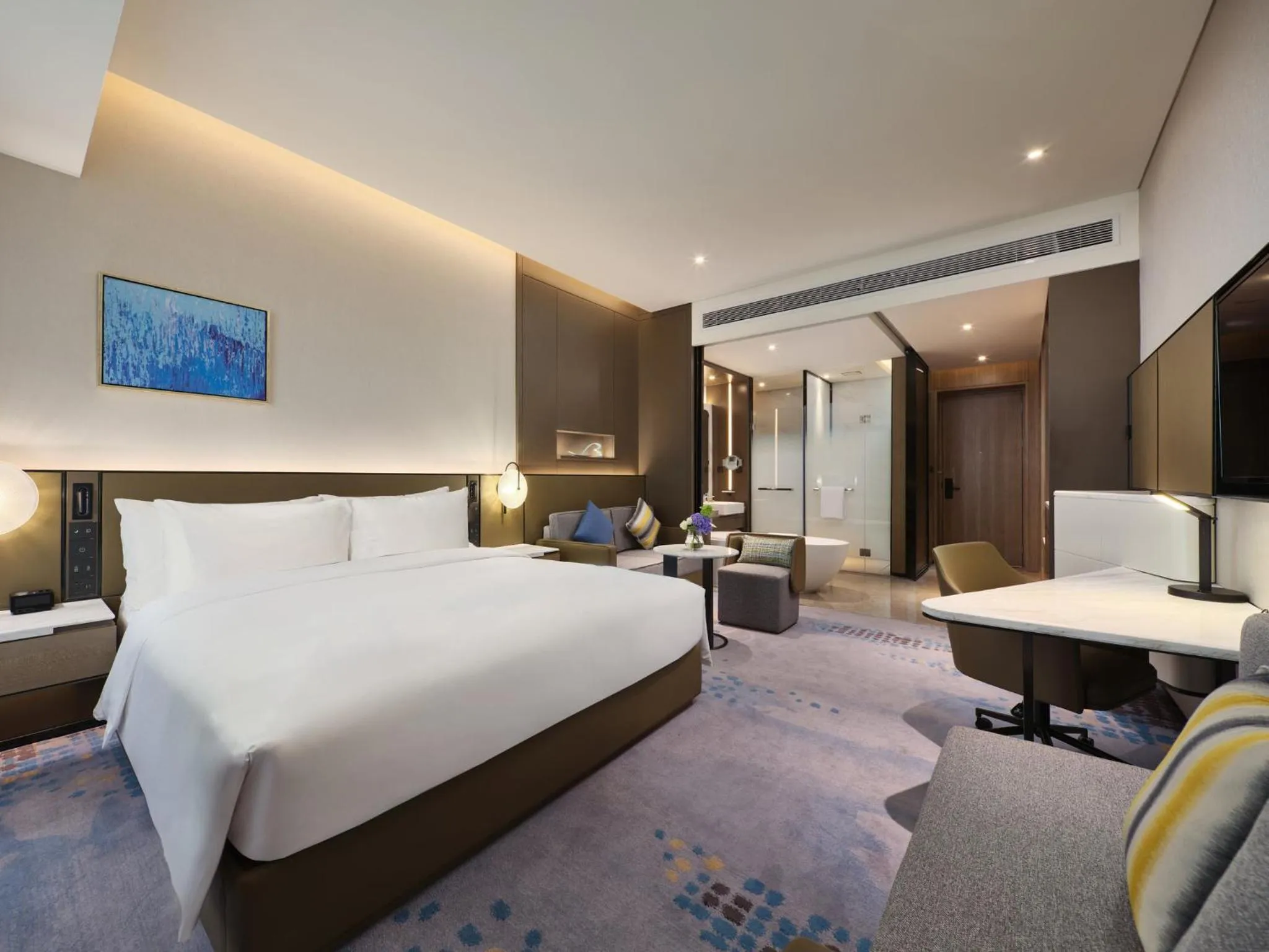 Photo of the whole room, Bed in Crowne Plaza Wuhan Development Zone by IHG