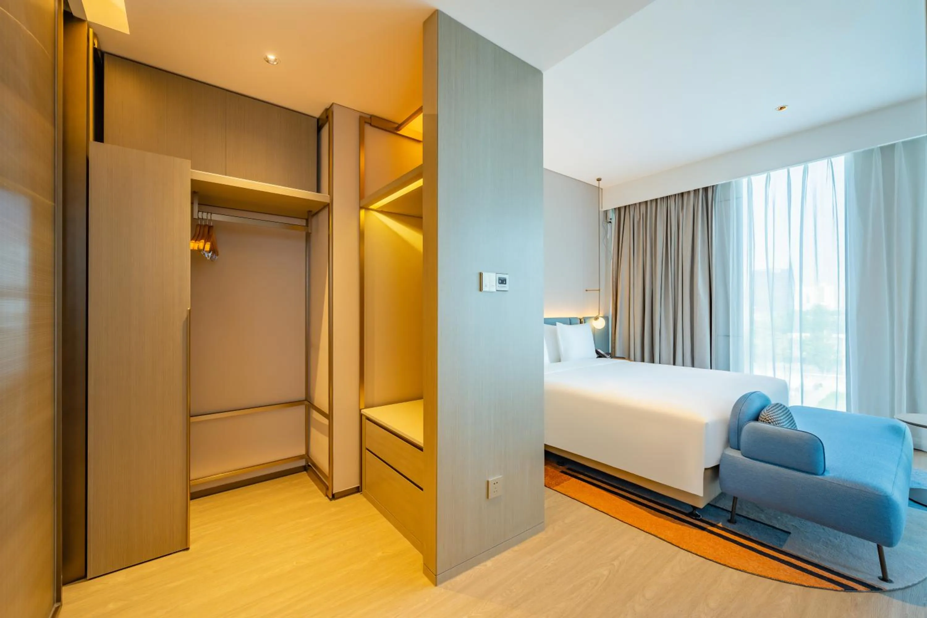wardrobe, Bed in EVEN Hotels Shanghai Expo by IHG