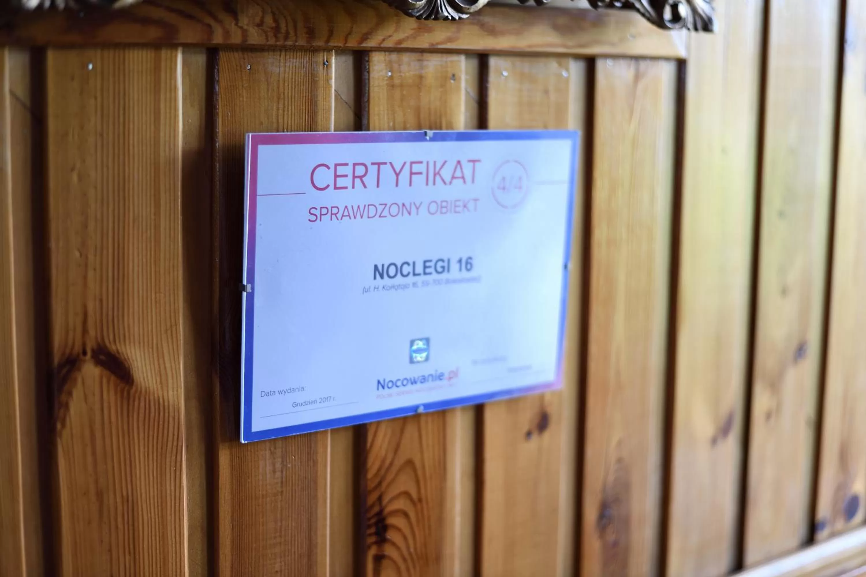 Certificate/Award, TV/Entertainment Center in Noclegi16