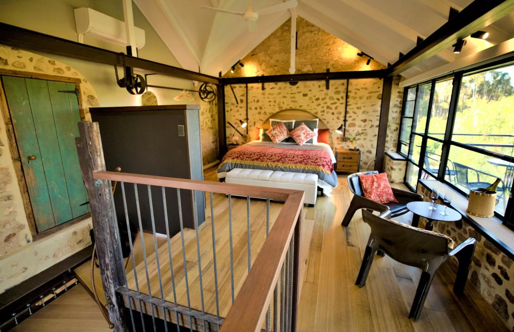 Bed in The Old Chaff Mill Organic Vineyard Retreat