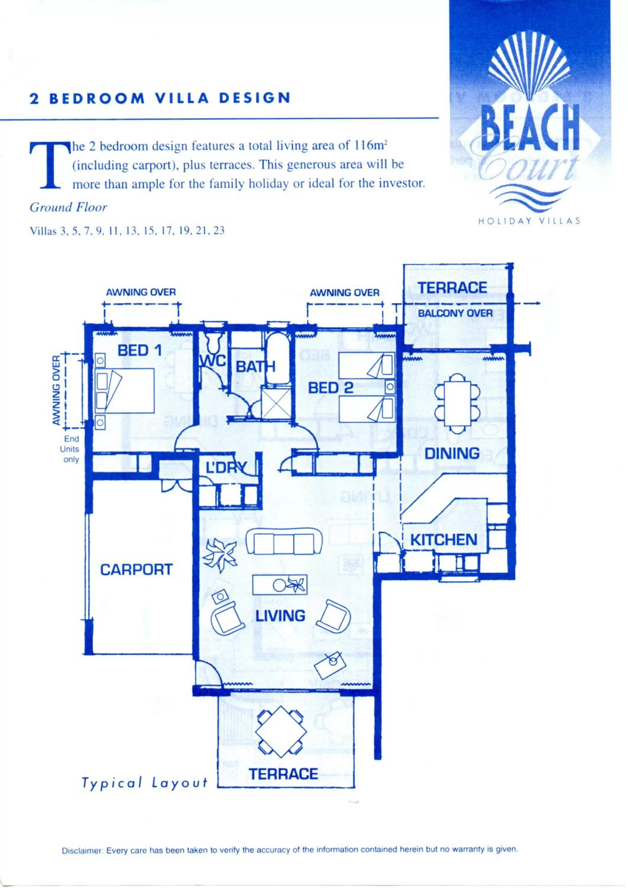 Floor plan in at Beach Court Holiday Villas