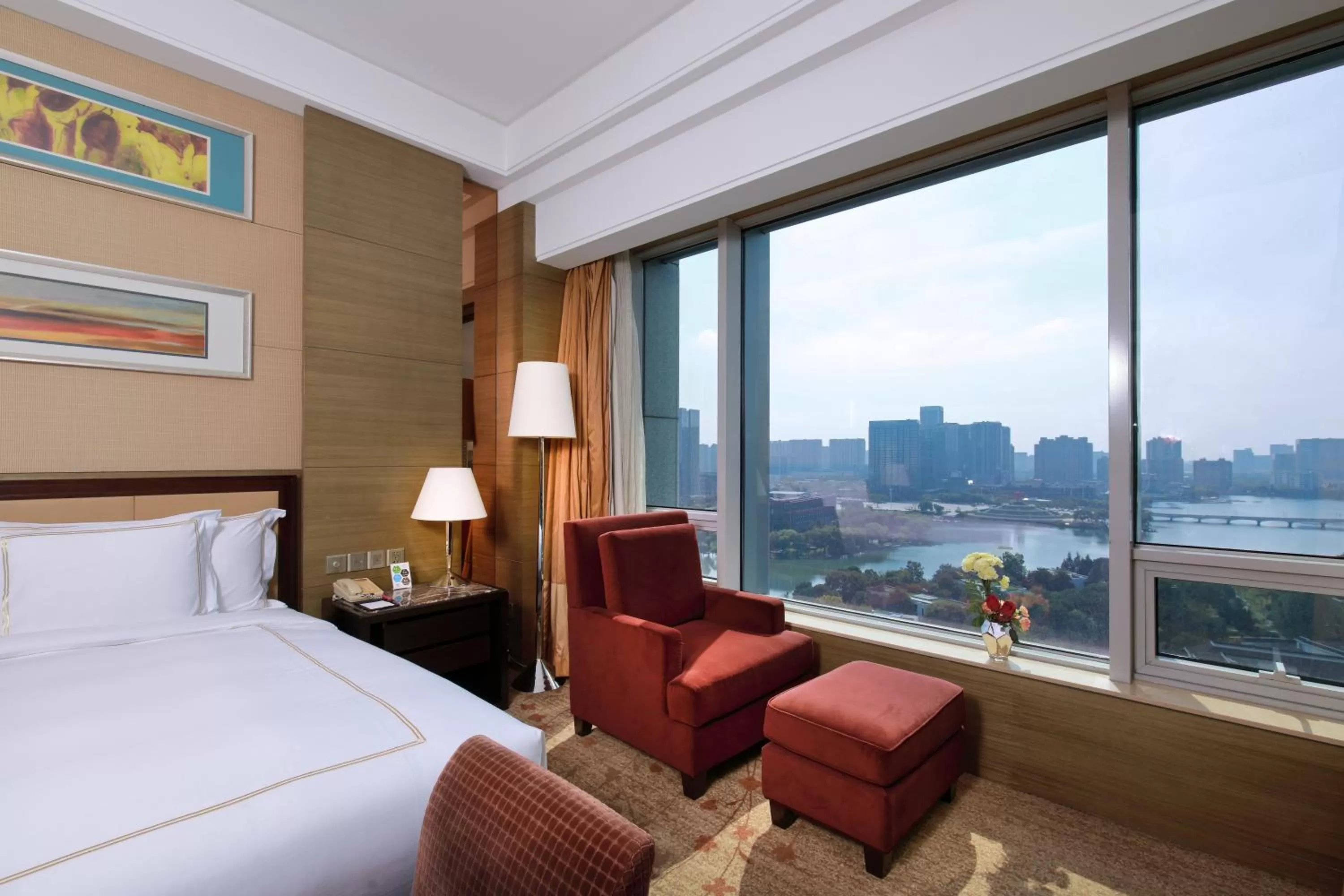 View (from property/room), Bed in Crowne Plaza Nanjing Jiangning by IHG