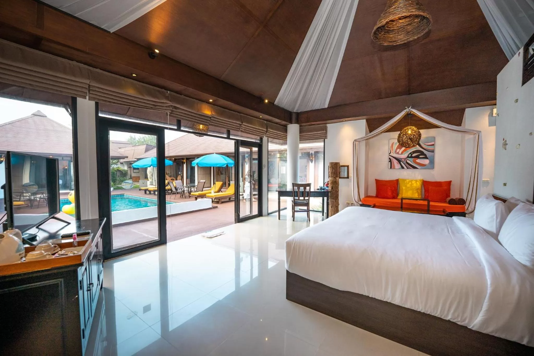 View (from property/room), Bed in Dhevan Dara Resort & Spa Hua Hin - Pool Villa