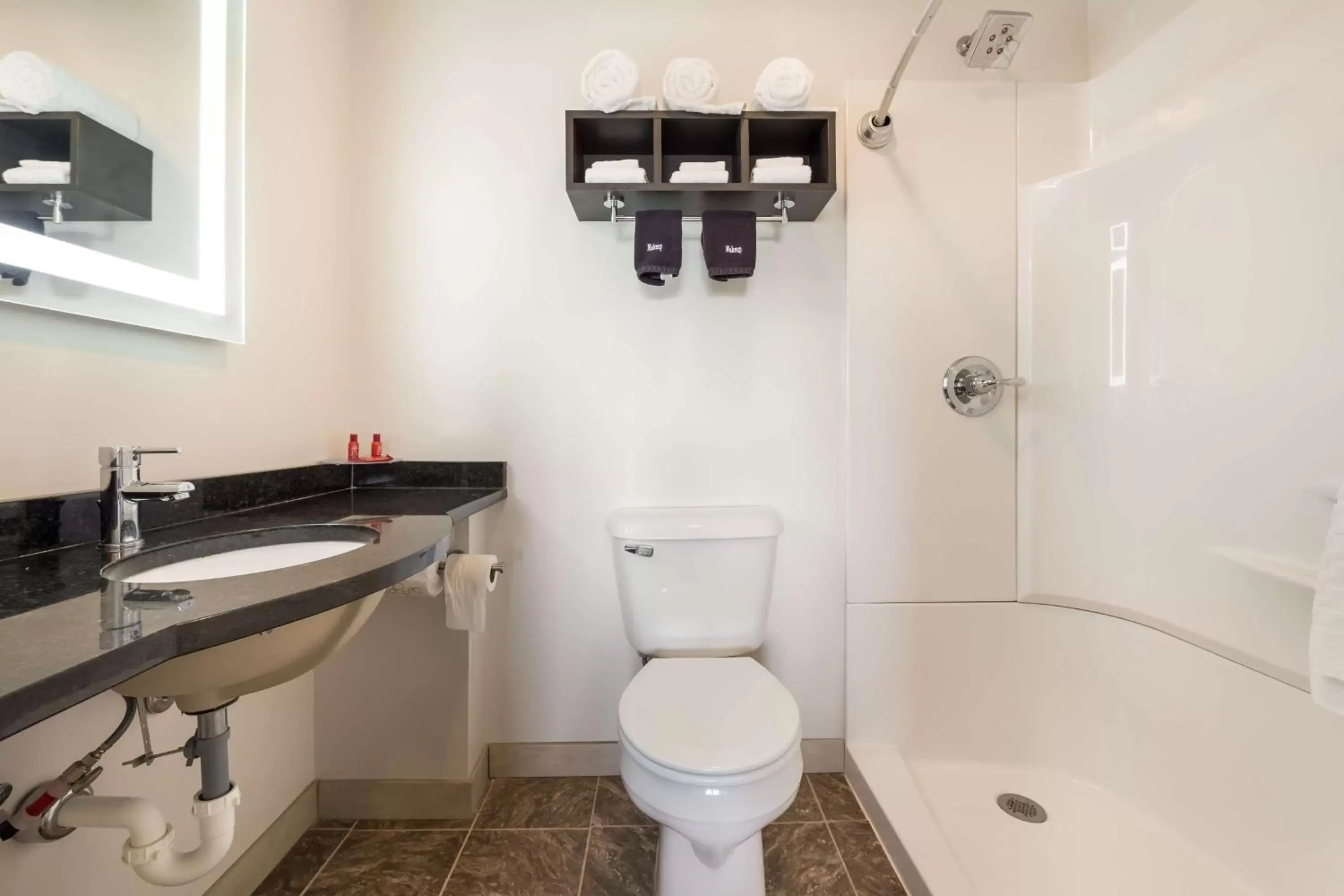 Double Room with Two Double Beds and Mobility Accessible Roll-In Shower in SureStay Hotel by Best Western Thomson Double Room with Two Double Beds and Mobility Accessible Roll-In Shower in SureStay Hotel by Best Western Thomson
