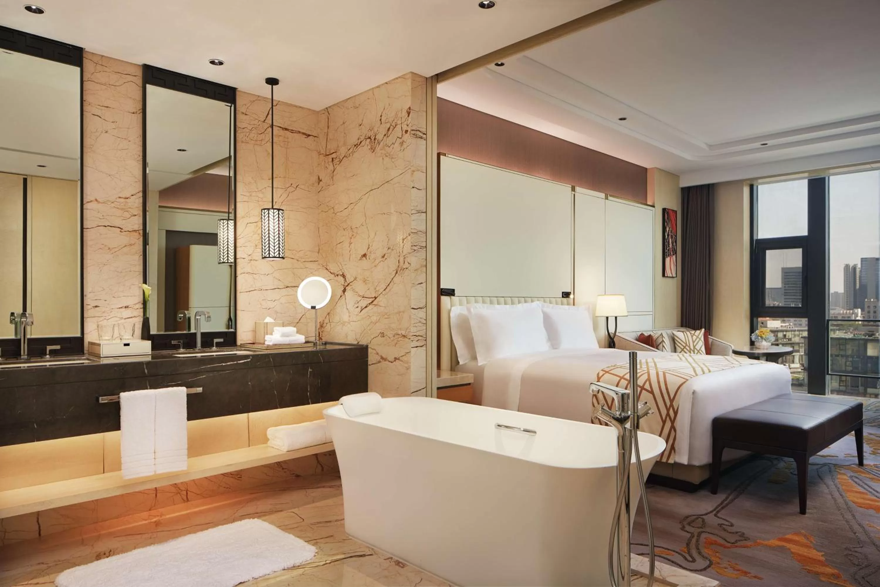 Bathroom, Bed in Conrad Tianjin