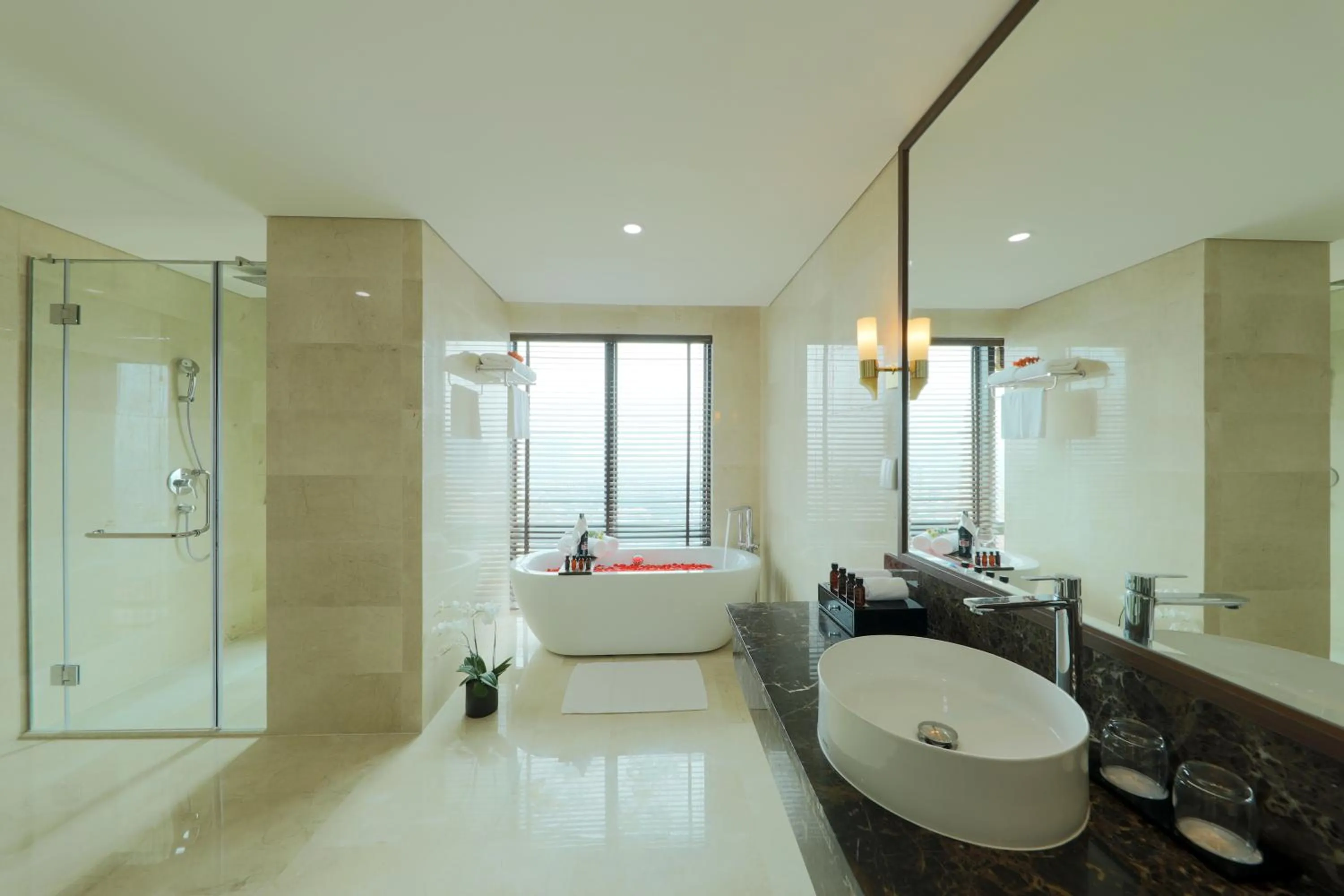Bathroom, Bed in Grand Vista Hanoi