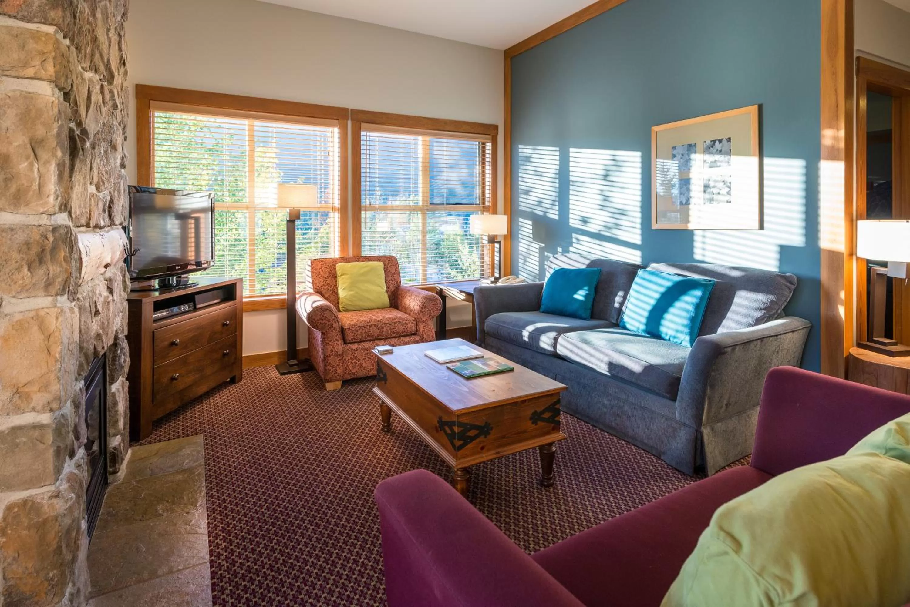 Living room in Legends Whistler, by Lodging Ovations
