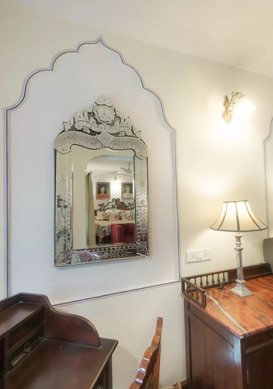 Decorative detail, Bed in Dera Rawatsar - Heritage Hotel