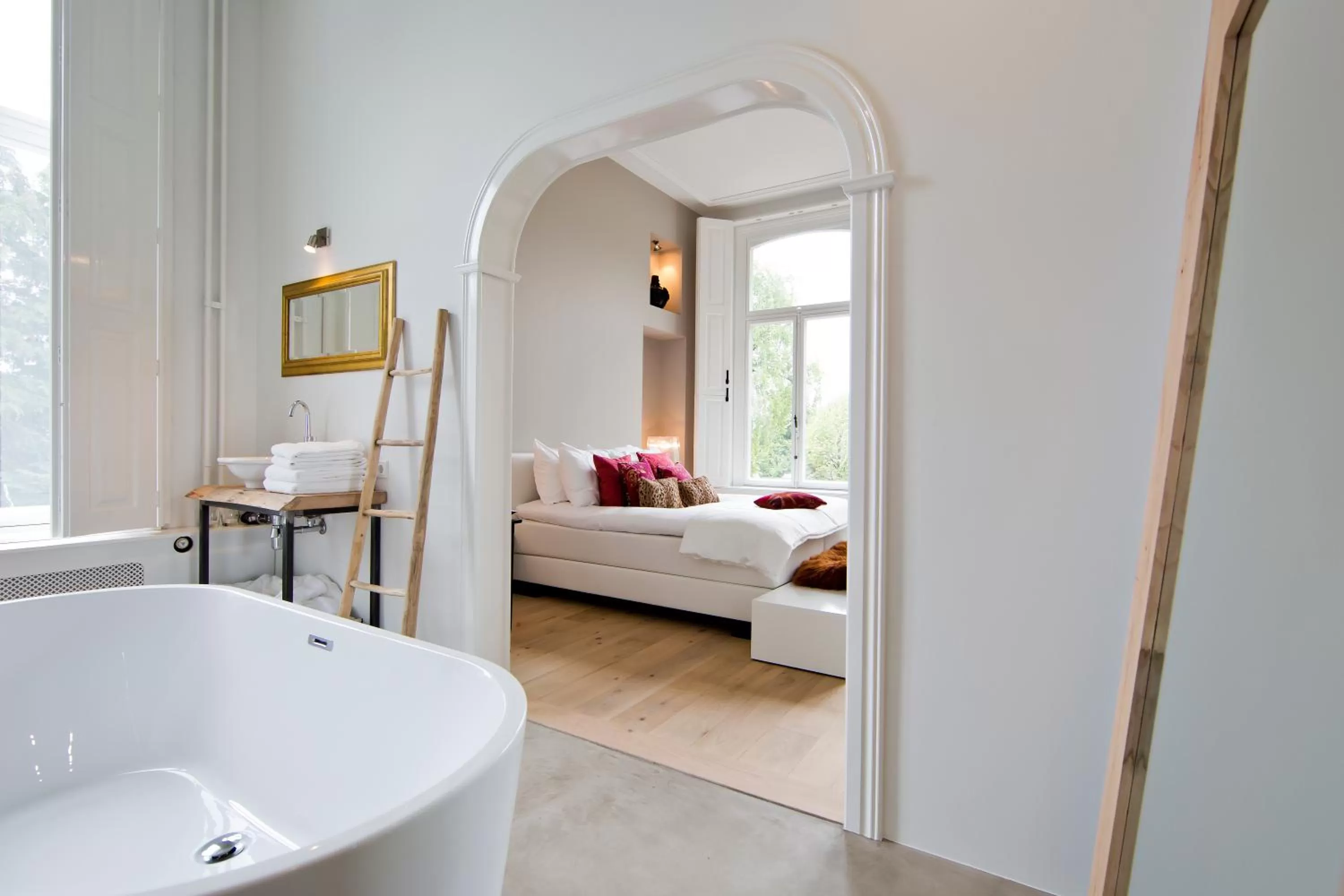 Bathroom, Bed in Villa Polder