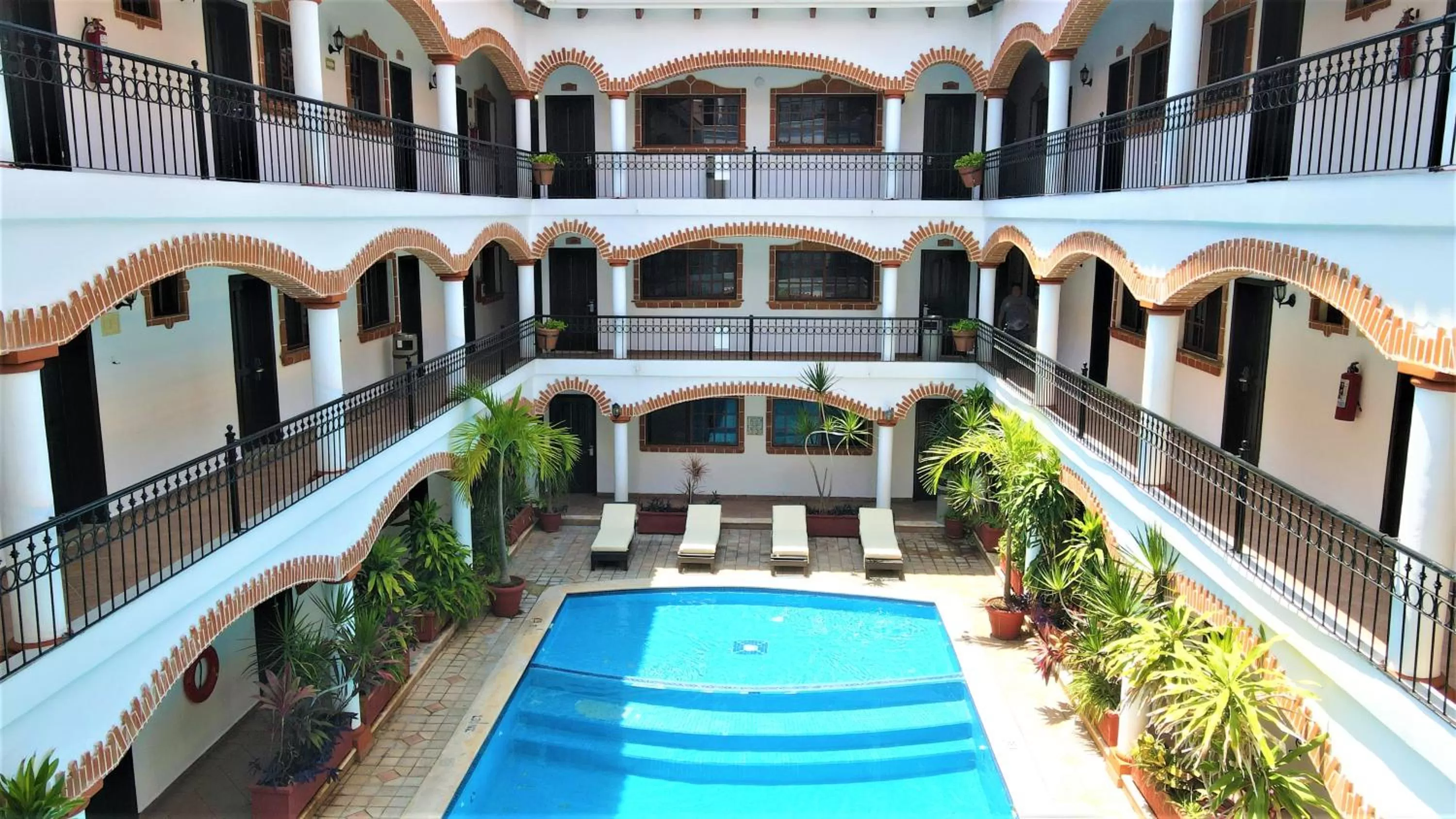 Pool view in Hotel Colonial Playa del Carmen