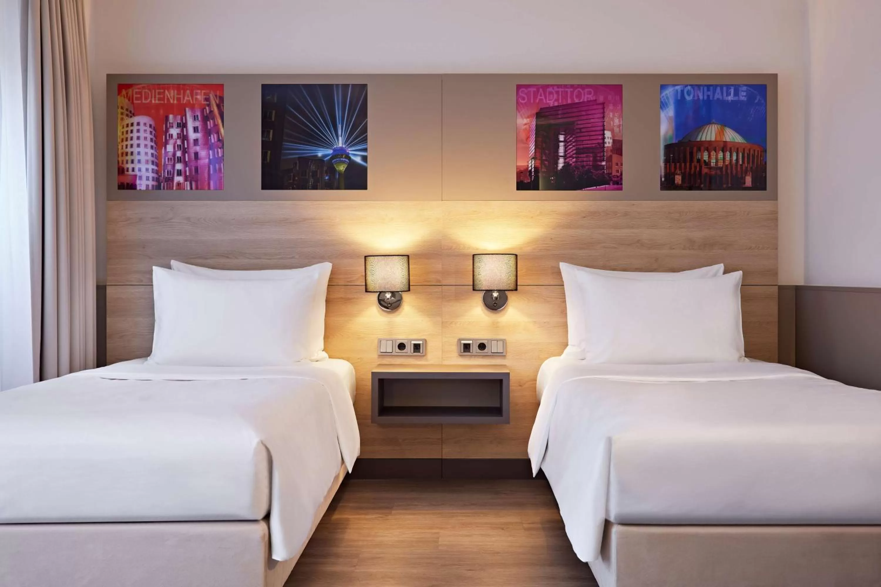 Bedroom, Bed in Lindner Hotel Dusseldorf Airport, part of JdV by Hyatt