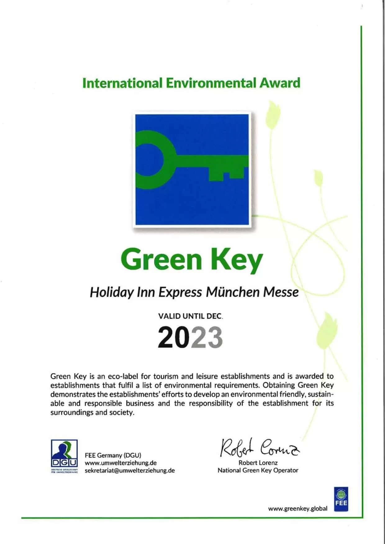 Logo/Certificate/Sign in Holiday Inn Express München Messe by IHG