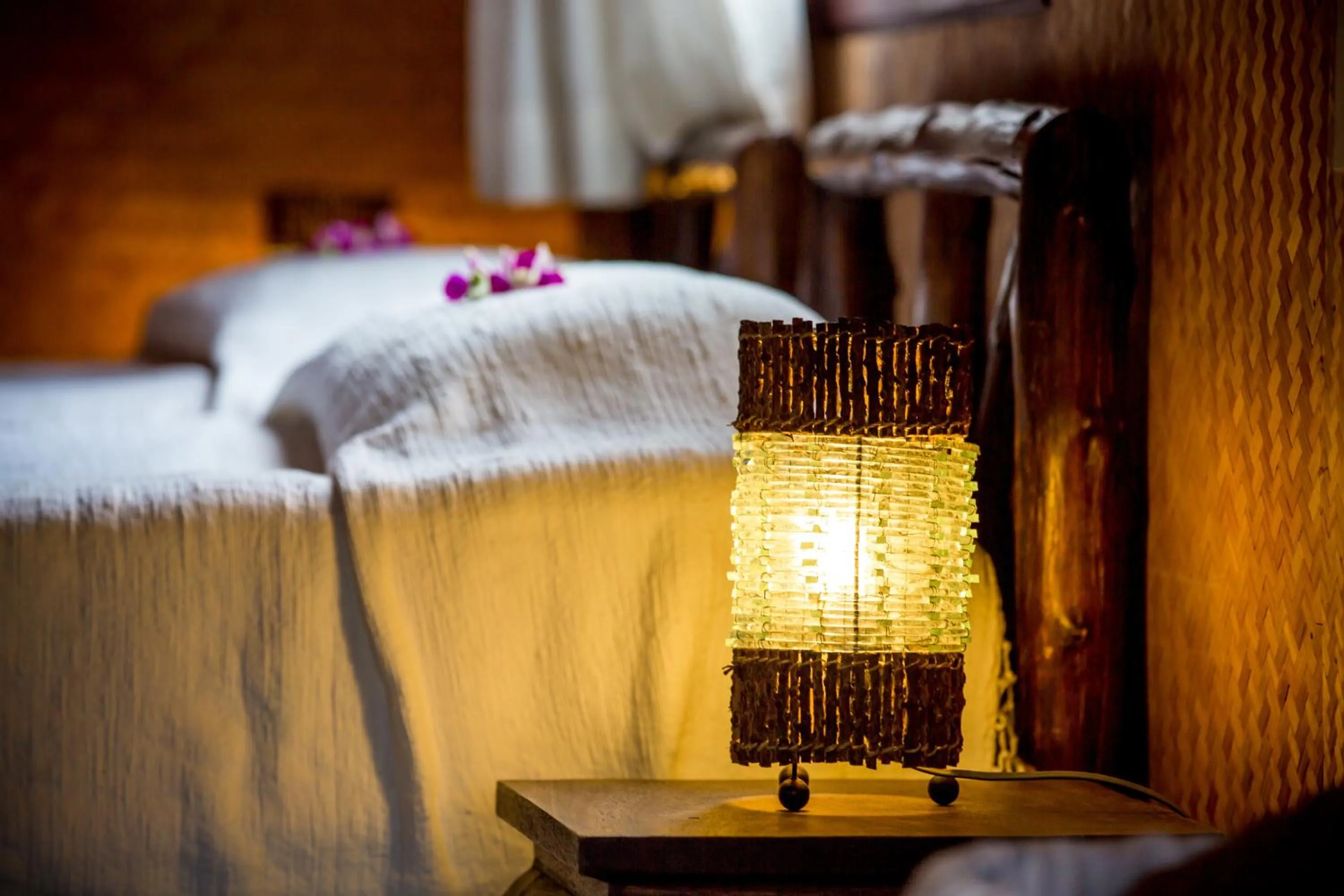 Decorative detail, Bed in Eden Bungalows Fisherman's village