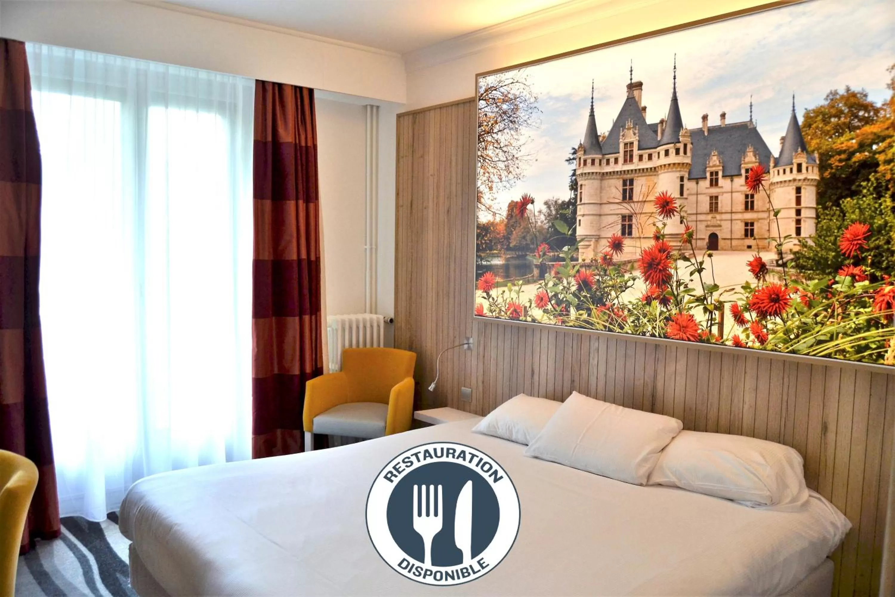 Coffee/tea facilities, Bed in Kyriad Hotel Tours Centre