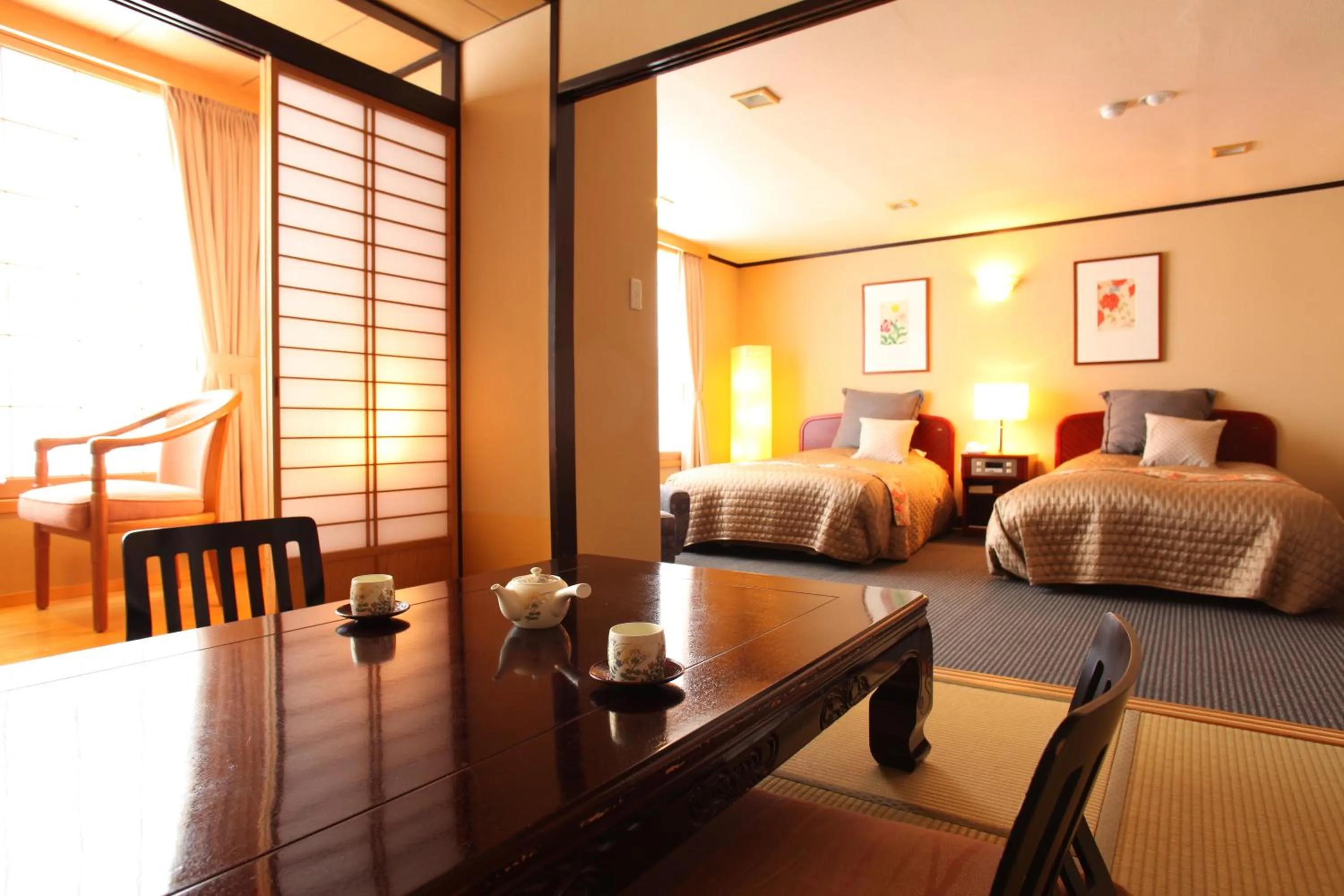 Bed in Ryokan Biyunoyado