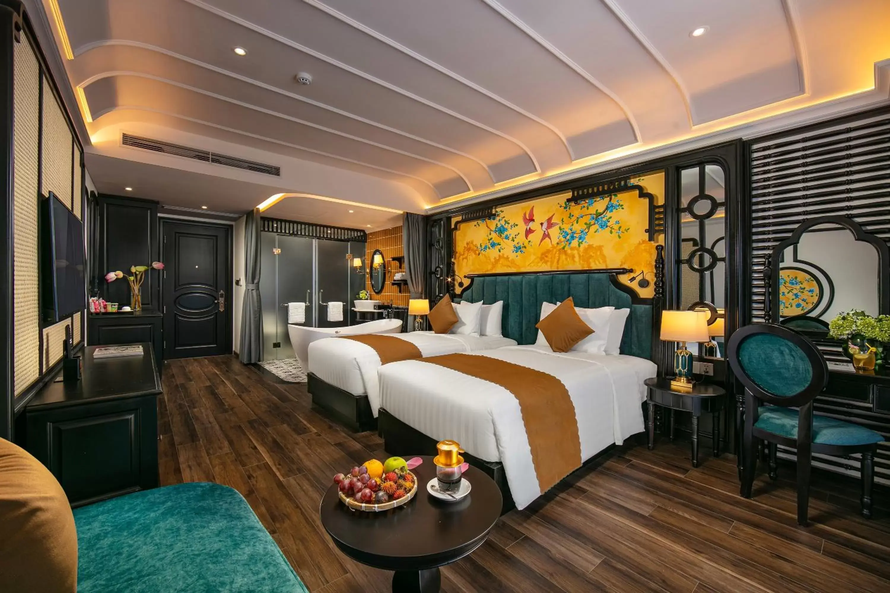 Deluxe Twin Room with Balcony in Grand Sunrise Palace Hoi An- A Luxury Indochine Hotel & Spa Deluxe Twin Room with Balcony in Grand Sunrise Palace Hoi An- A Luxury Indochine Hotel & Spa