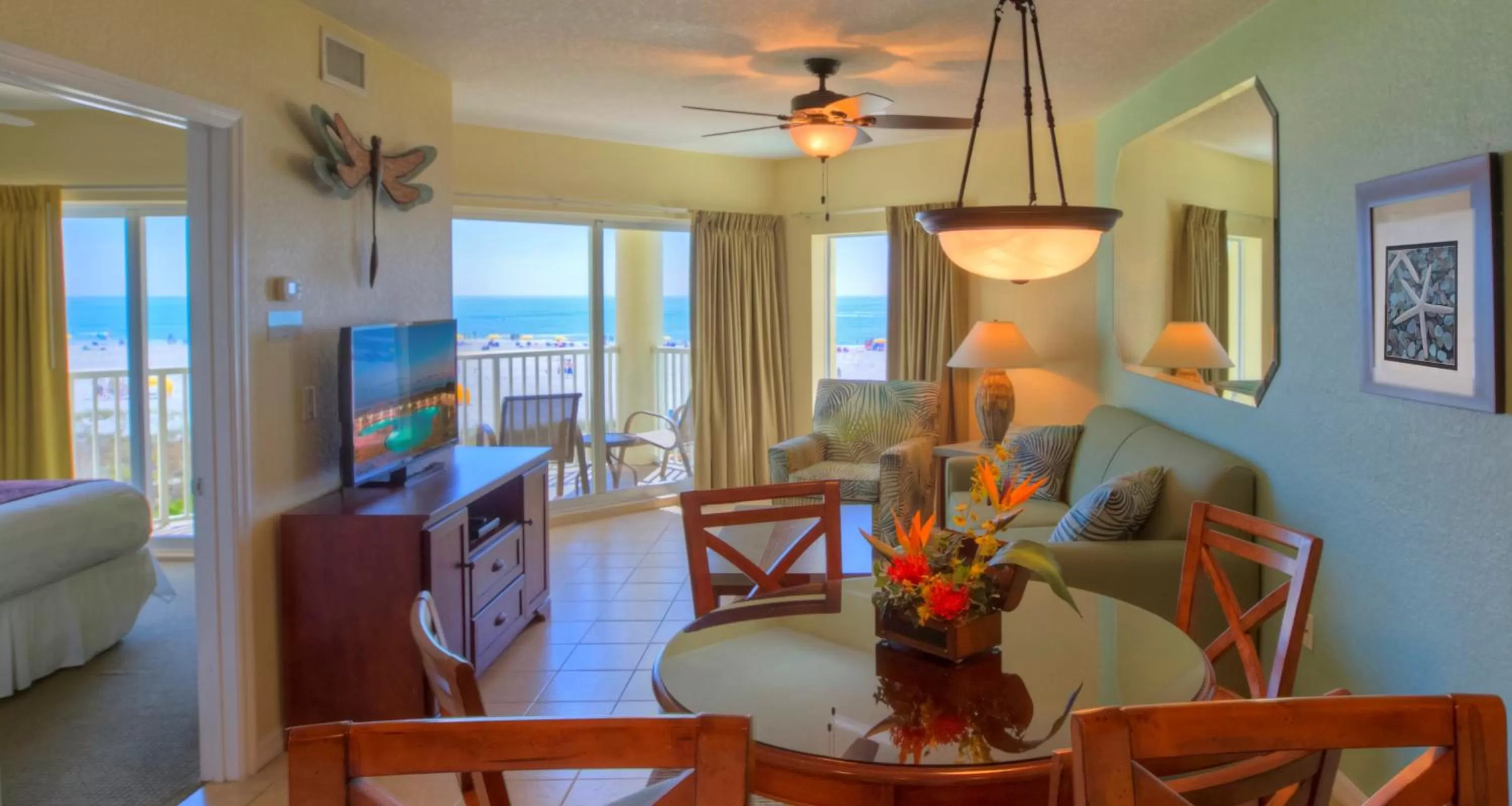 Living room in Sunset Vistas Two Bedroom Beachfront Suites