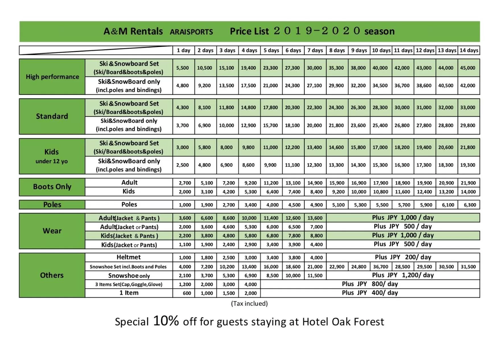 Skiing in Hotel Oak Forest