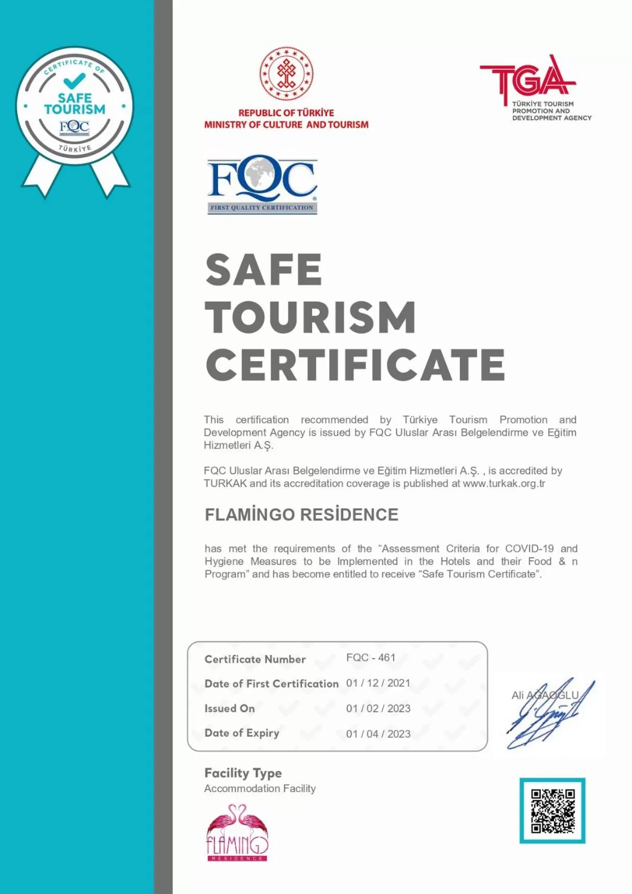 Logo/Certificate/Sign in Flamingo Residence