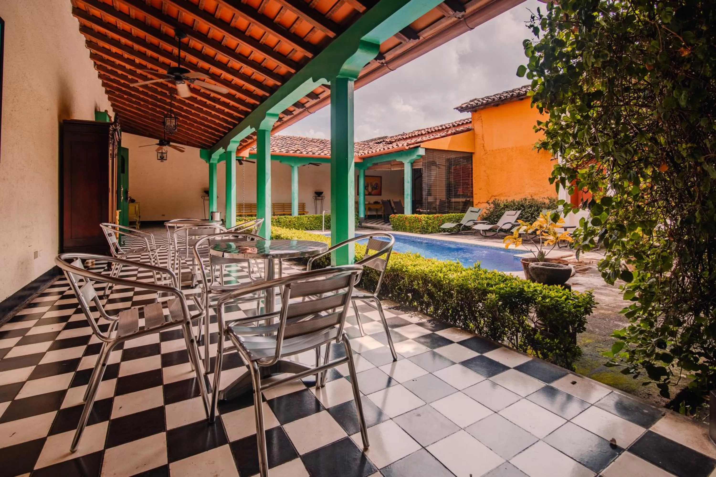 Balcony/Terrace, Swimming Pool in Hotel El Convento Leon Nicaragua