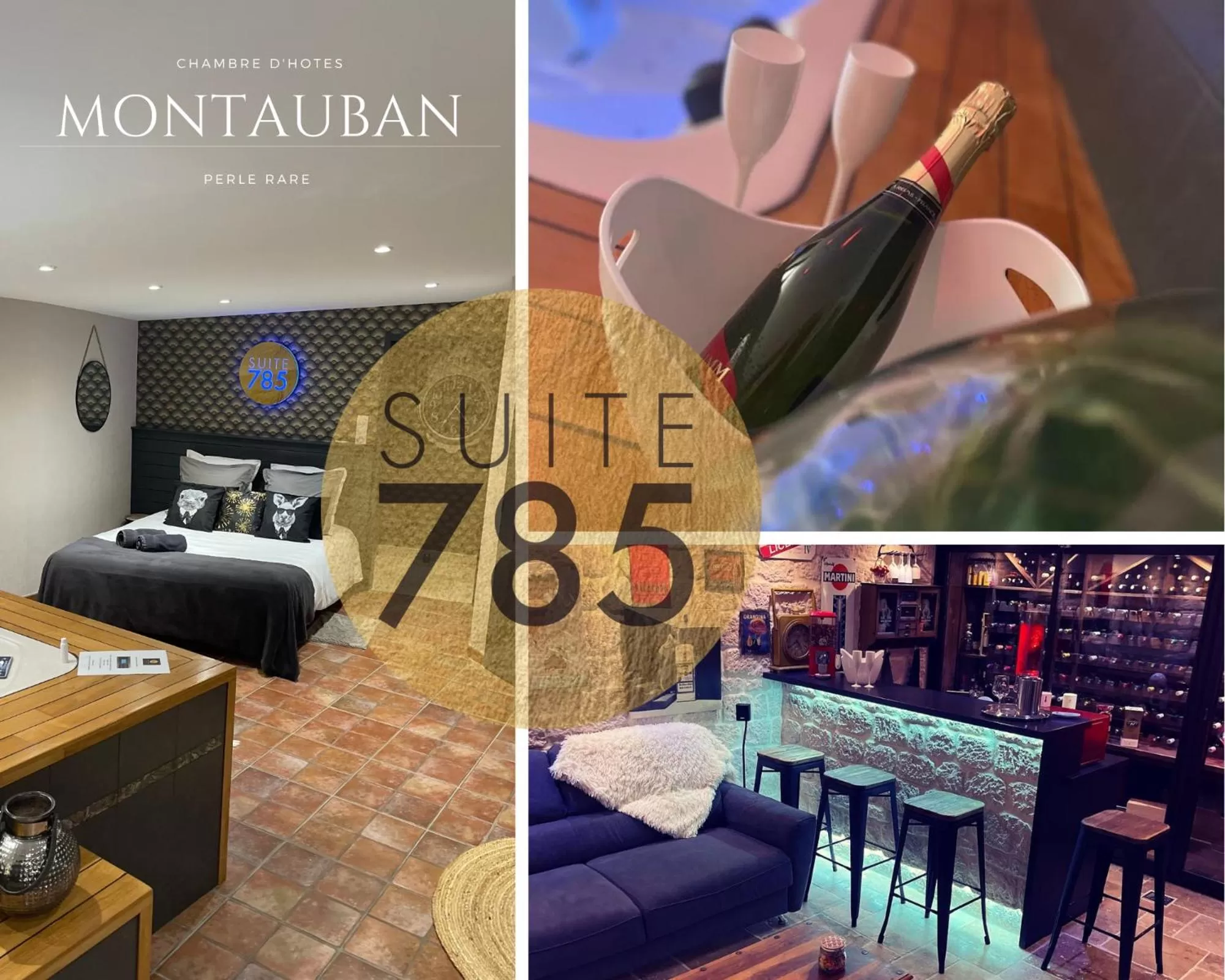 Bed in SUITE 785 Chambre d hôtes Jacuzzi Cave indépendante