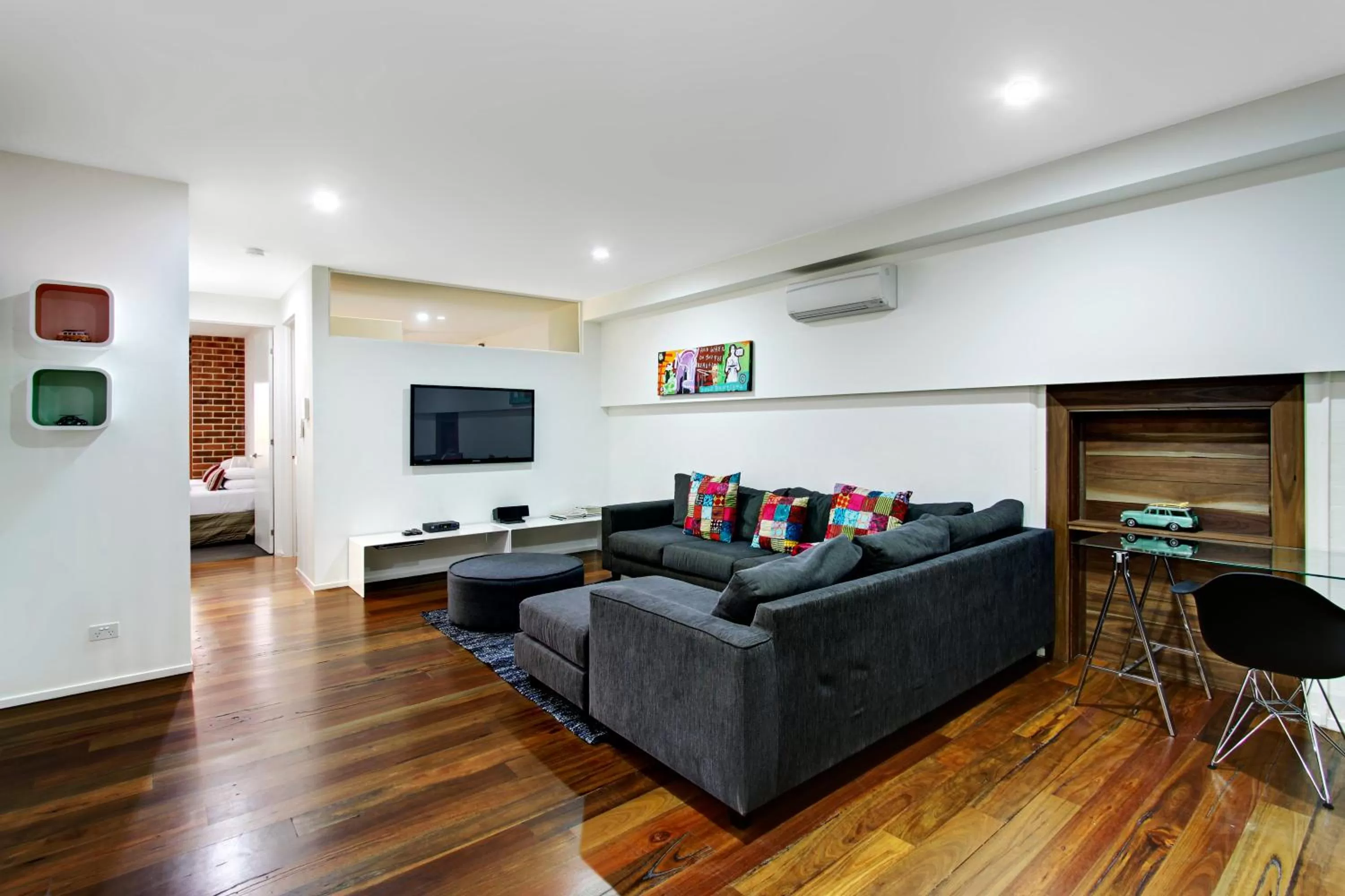 Living room in Byron Butter Factory Apartments