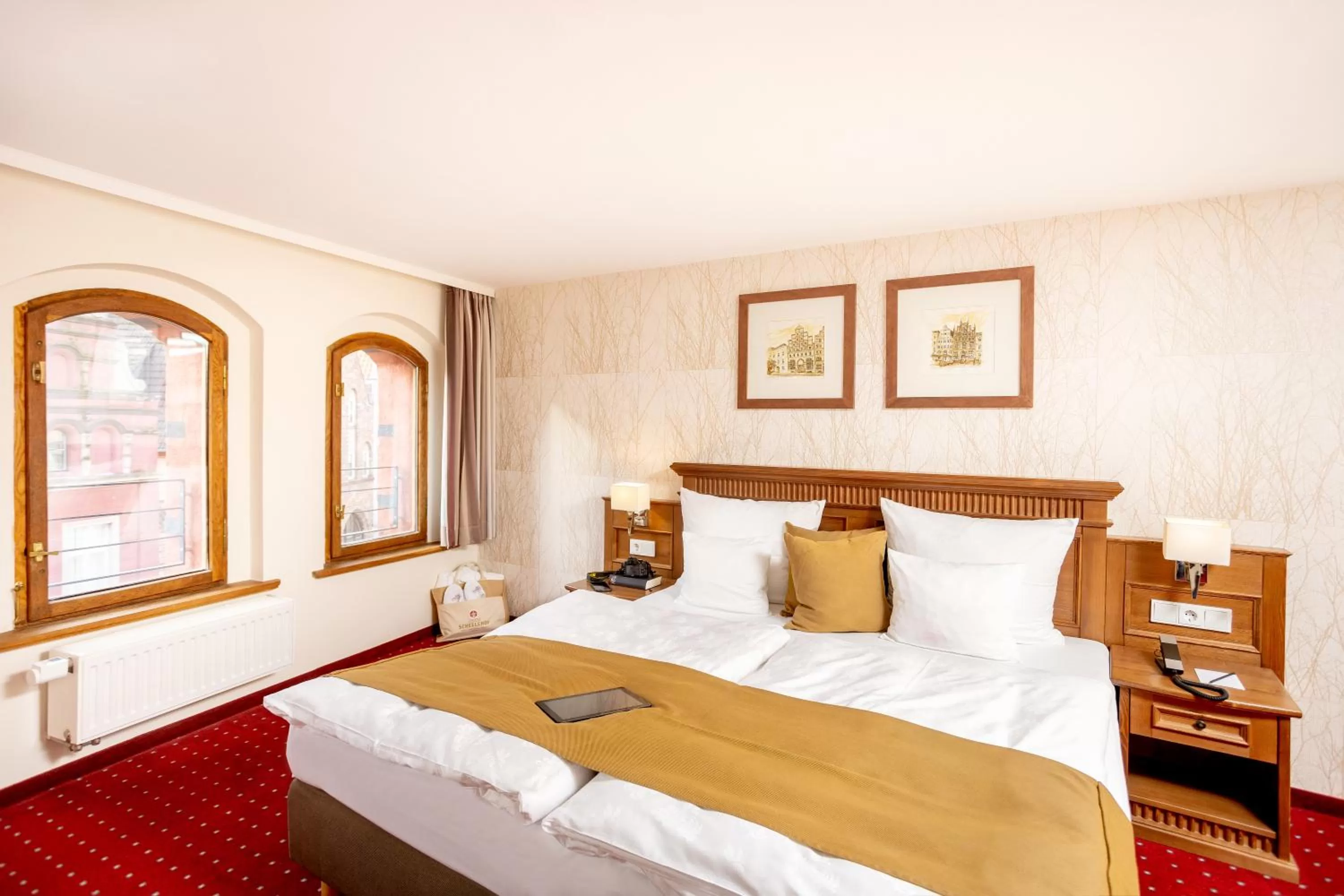 Bed in Romantik Hotel Scheelehof Stralsund