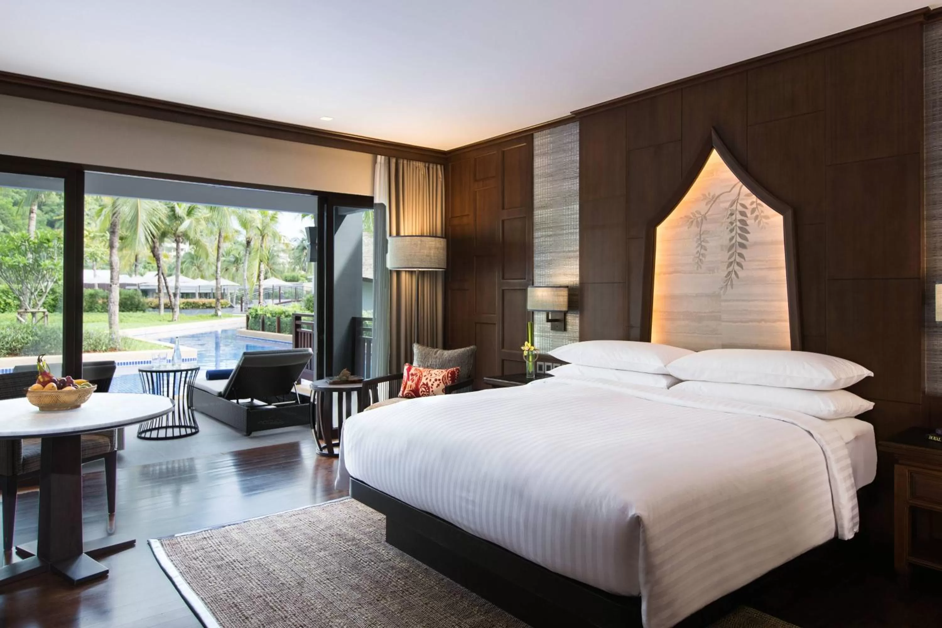 Swimming pool, Bed in Phuket Marriott Resort and Spa, Nai Yang Beach