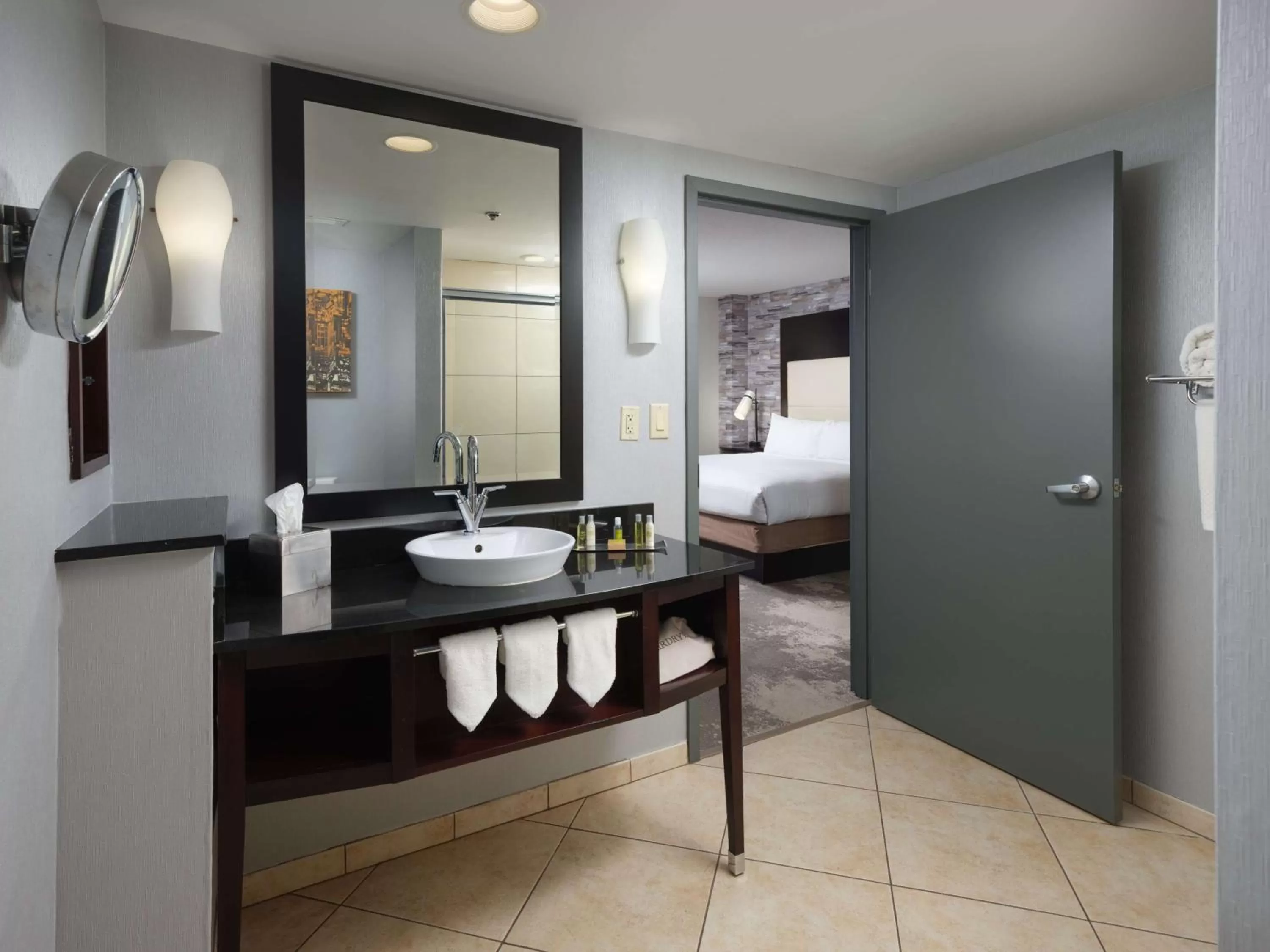 Bathroom, Bed in DoubleTree by Hilton Hotel Chattanooga Downtown