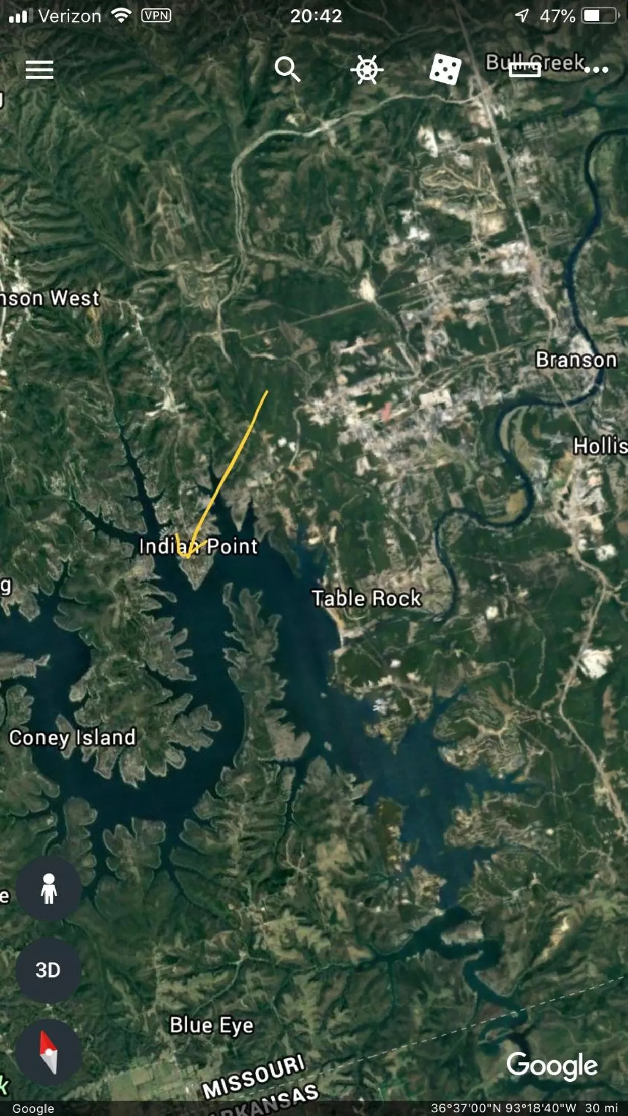 Bird's eye view in Hunter's Friend Resort near Table Rock Lake