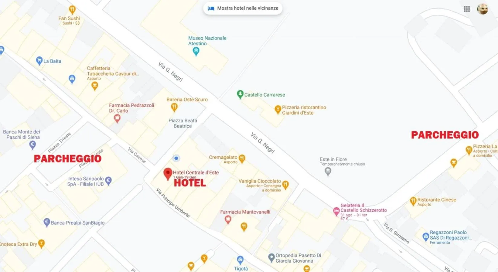 Parking in Hotel Centrale